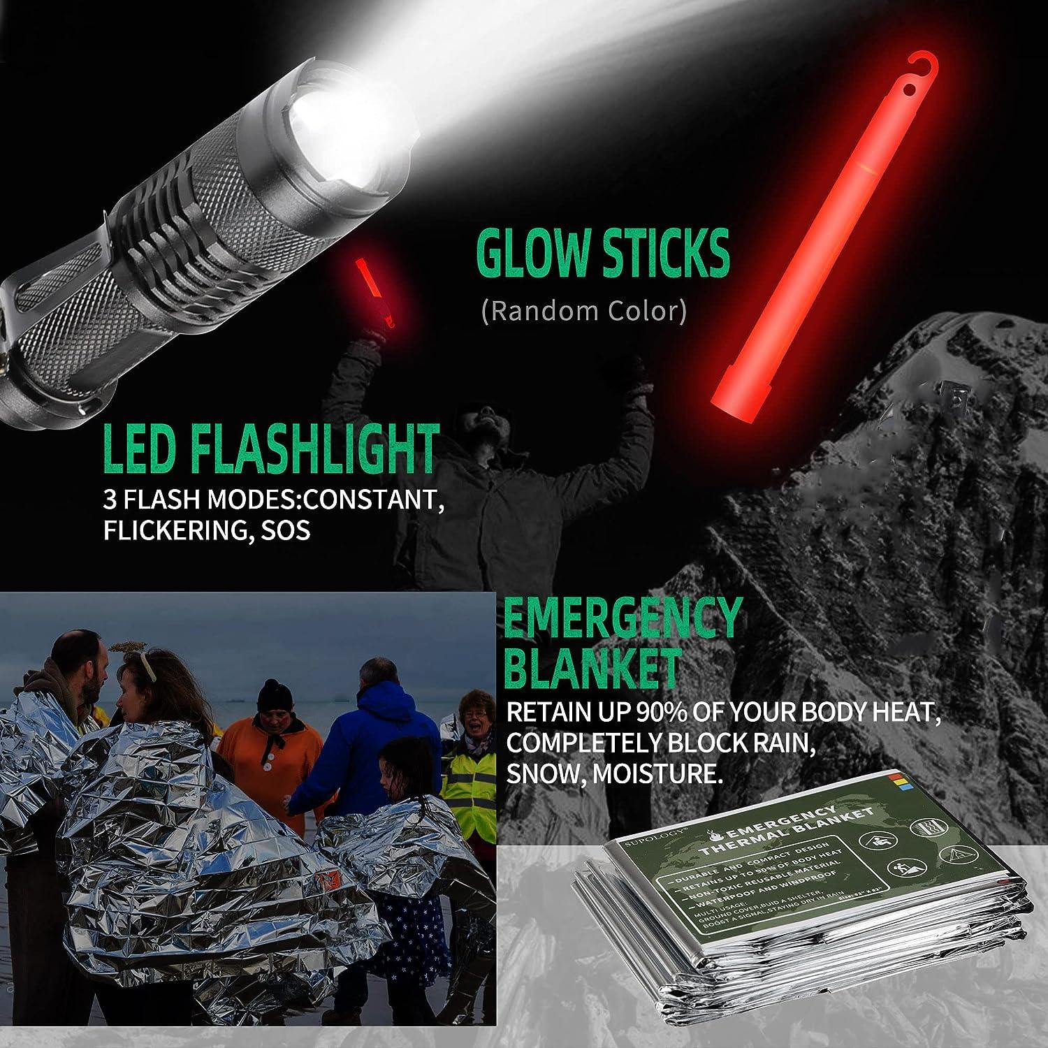 LED Tactical Flashlight Emergency SOS Whistle Fire Stick Outdoor Survival  Tools