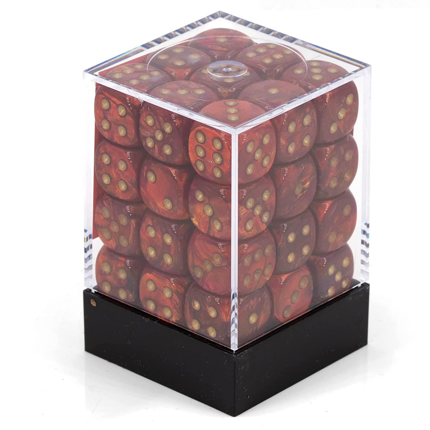 Chessex Dice d6 Sets: Scarab Scarlet with Gold - 12mm Six Sided