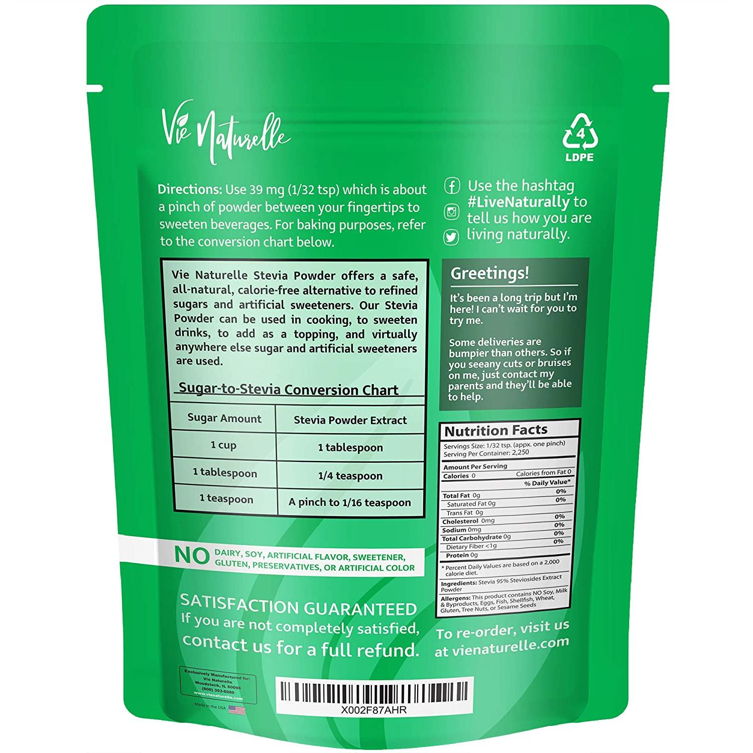 Pure Stevia Powder & Stevia Sweetener Organic Powder for Baking