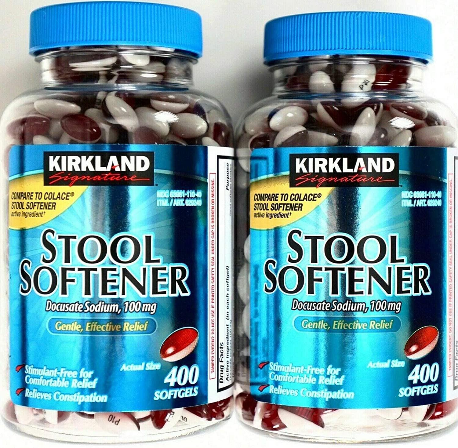 Kirkland Signature Stool Softener 100mg 400 Softgels FastActing Relief