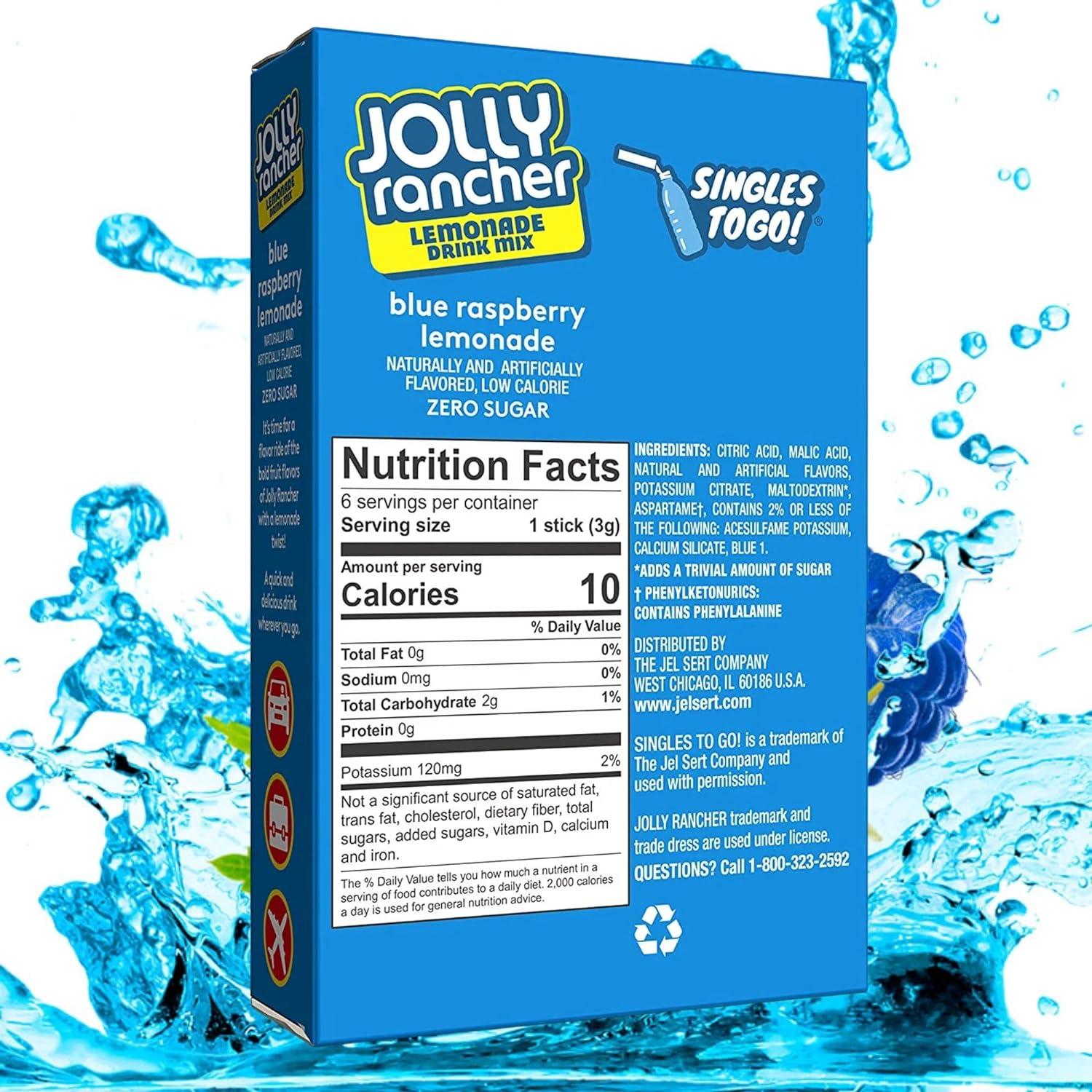 Jolly Rancher Singles To Go Lemonade Drink Mix 6 pack - Blue Raspberry ...