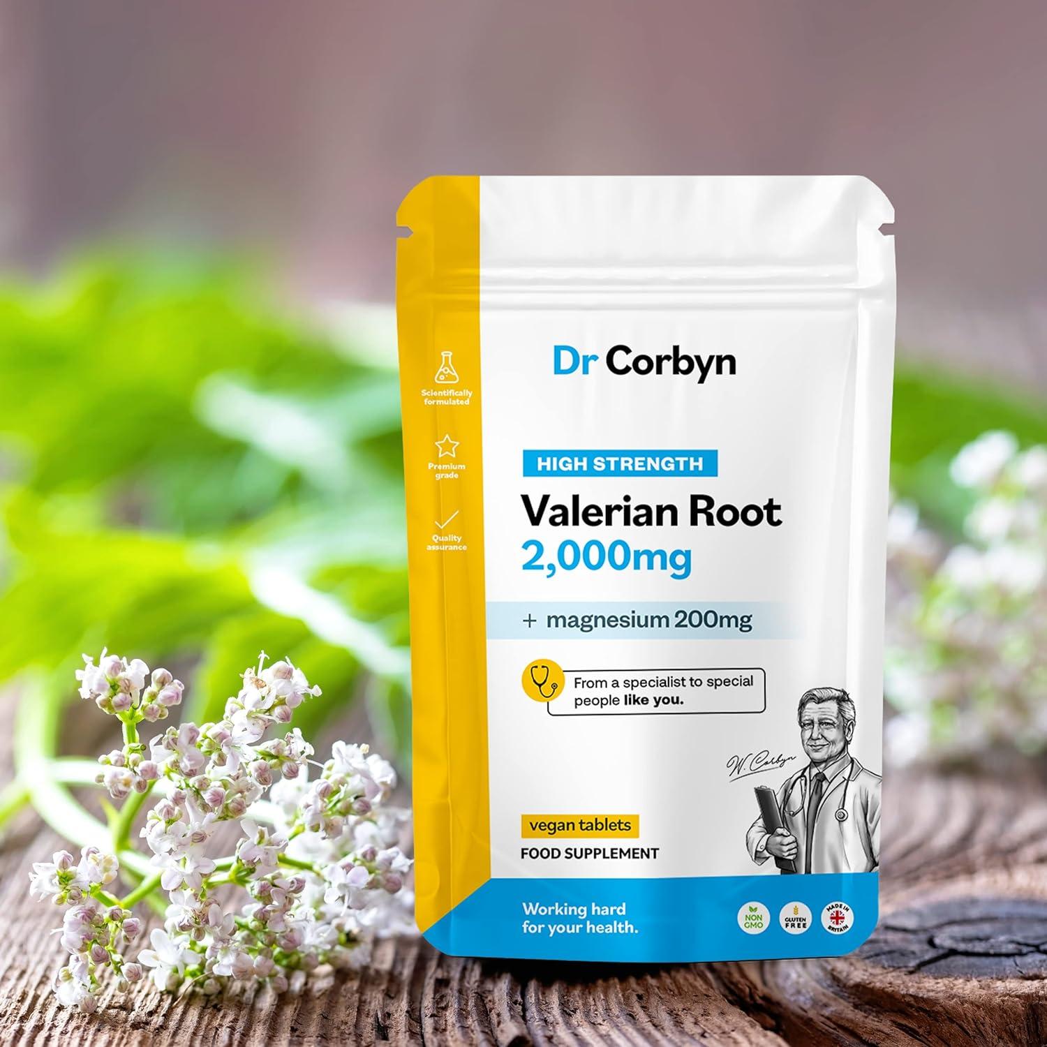 Dr Corbyn Valerian Root 200mg (2 000mg) + Magnesium 200mg (60 Tablets) High Strength Valerian