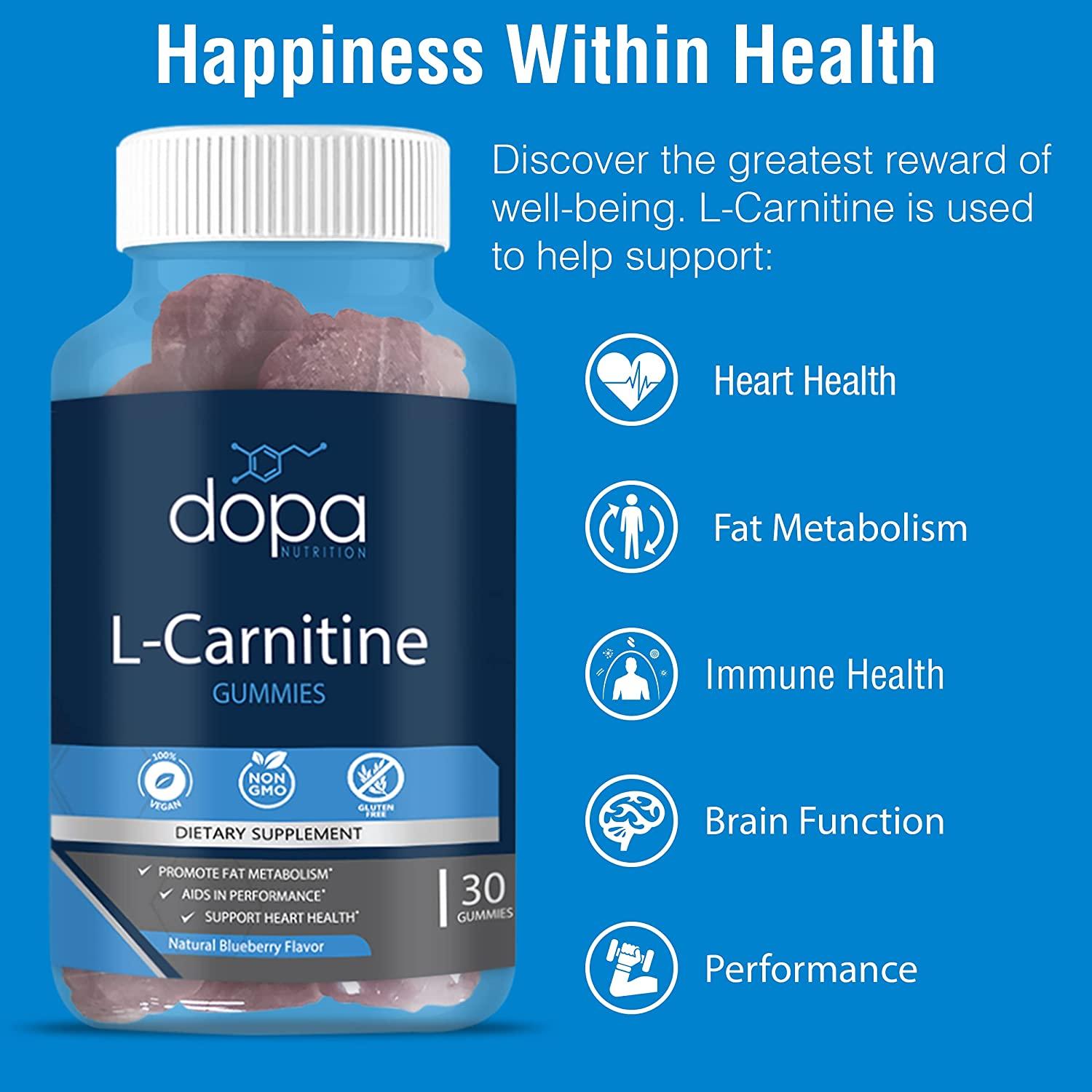 Dopa Nutrition 500mg LCarnitine Gummies L Carnitine Tartrate Pre
