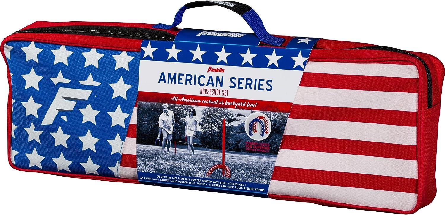 Franklin Sports Horseshoes Set Metal Horseshoe Game Set for Adults + Kids Official Weight