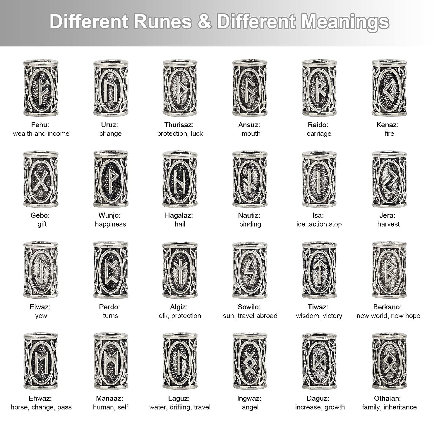 Viking Beard Beads Kit 80pcs Metal Norse Runes Hair Rings for