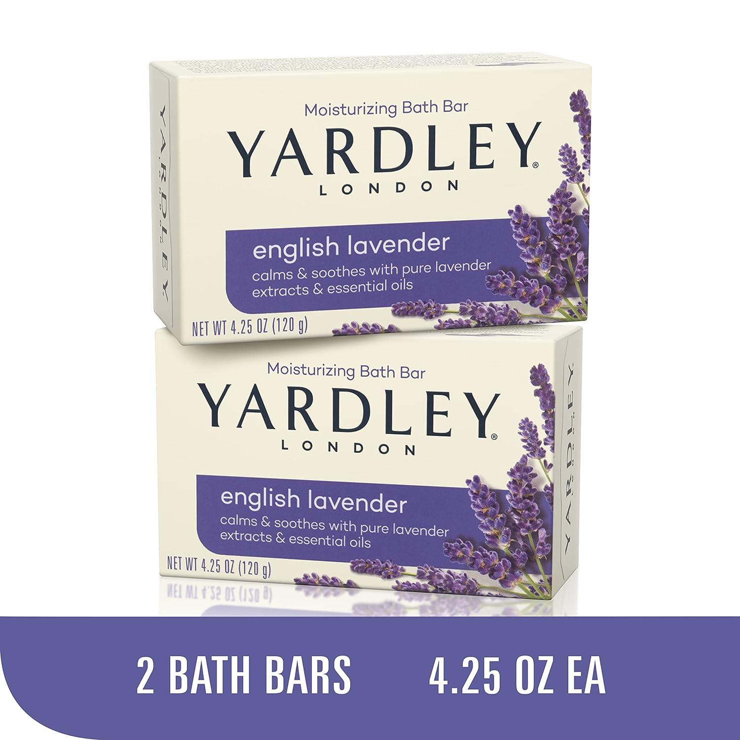 Yardley English Lavender Bar Soap 4.25oz (Pack of 2) Gentle Cleansing & Soothing Aroma