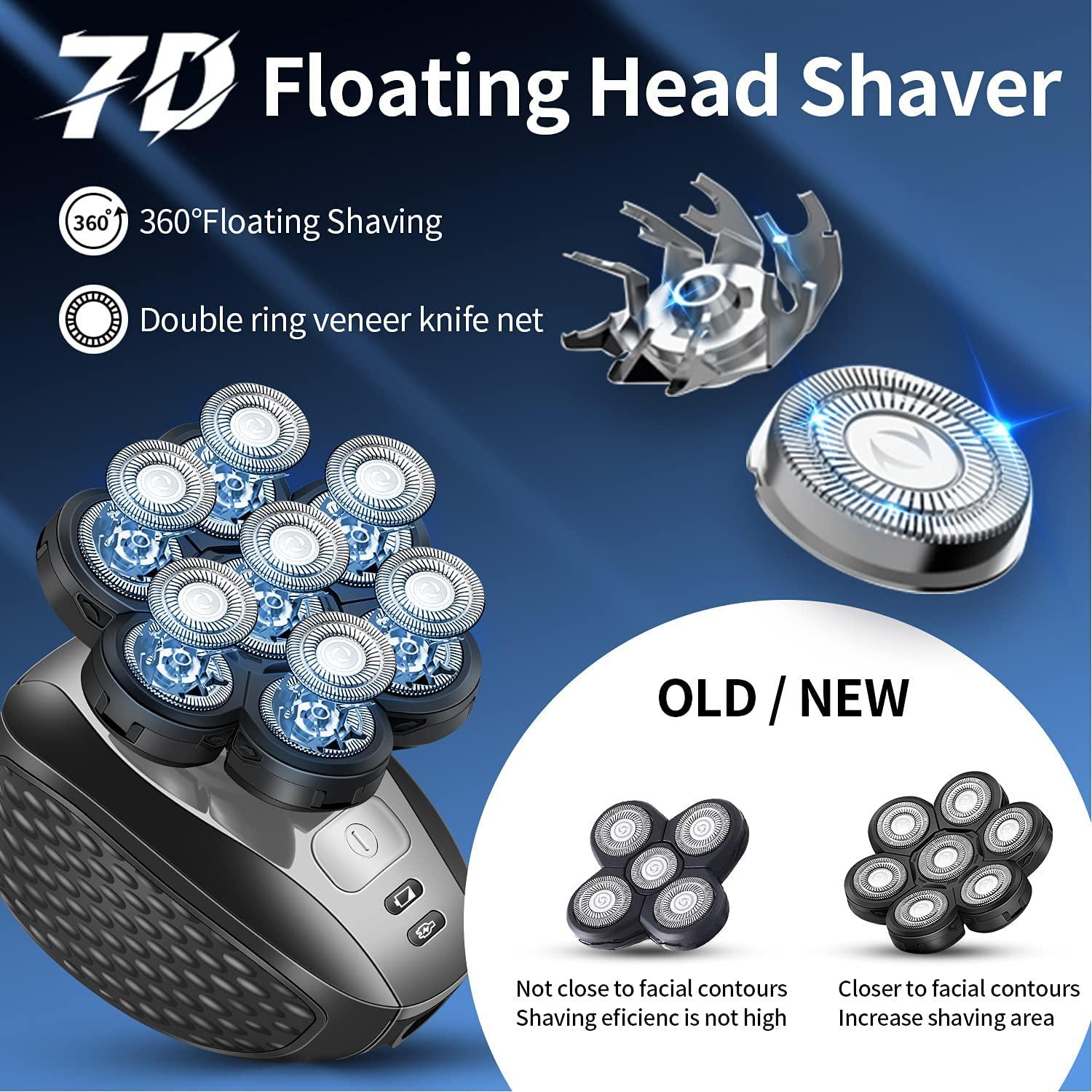 Roziaplus Head Shaver for Bald Men Electric Shavers Upgrade Rotary Shaver Best Close Shaver for Man Rechargeable Bald Mens Razor Multifunc＿並行輸入品 Roziaplus 7D Head Shavers: 5 in 1 Waterproof Electric Razor for