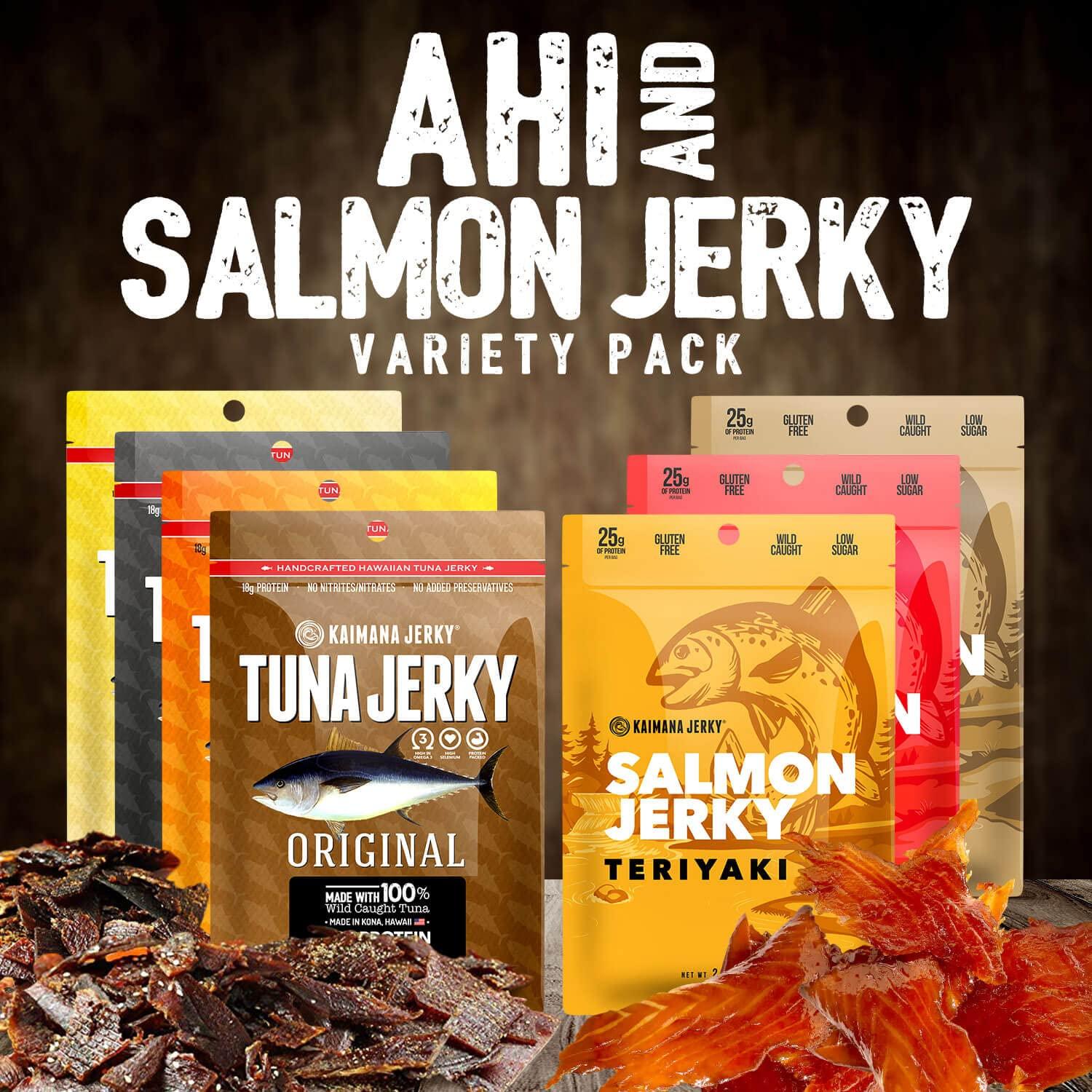 Kaimana Jerky Ahi Tuna & Salmon Sampler Pack All Natural & Wild
