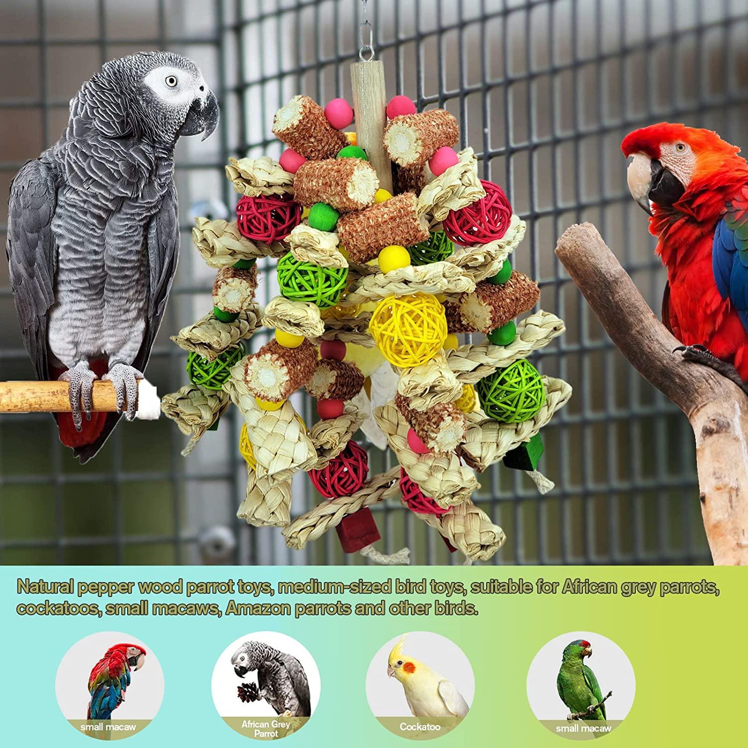 Parrot Natural Corn cob Chewing Bird Toys, Suitable for Small and Macaws, African Gray Parrots and a Variety of Amazon Parrots, Love Birds Medium-Sized Bird cage Accessories Toys
