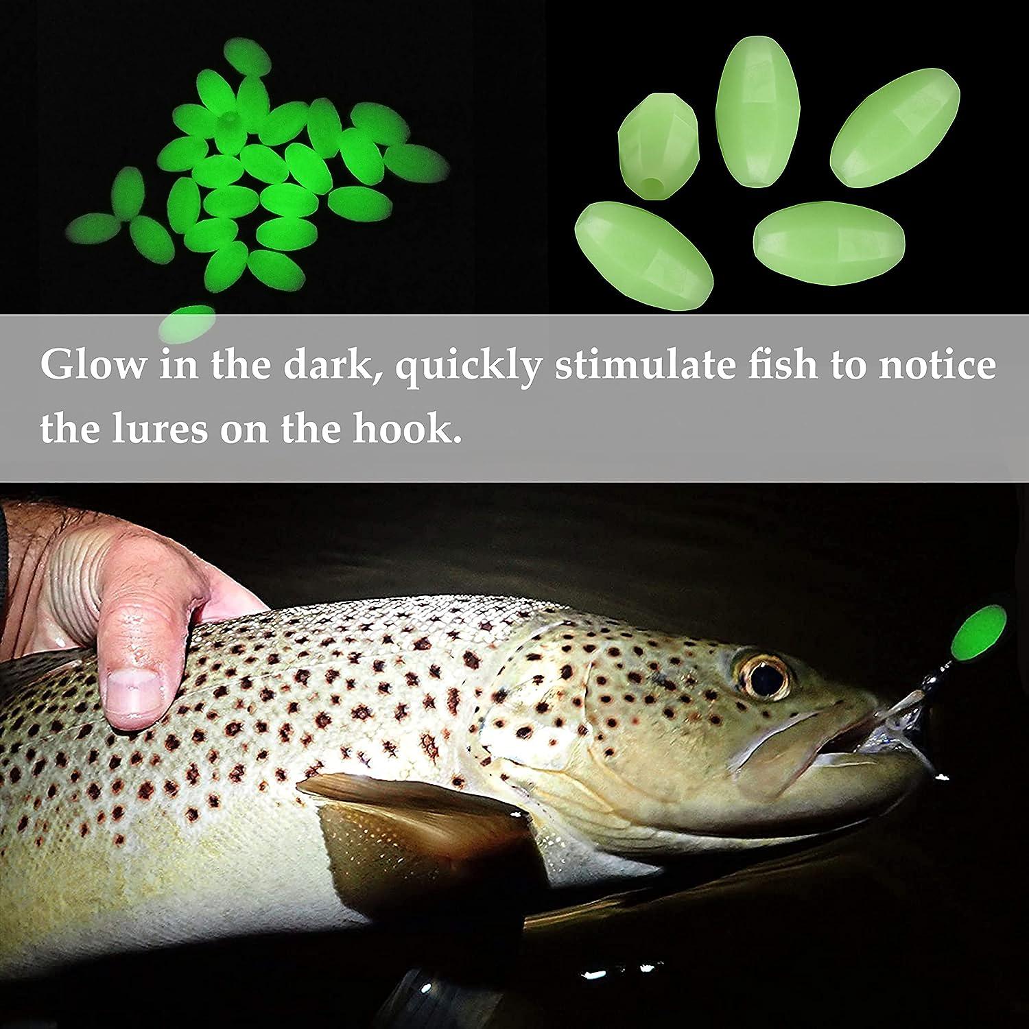 Fishing Beads Glow Oval Hard Floating Green Luminous Beads Fishing Lures  Baits Floating Tools Eggs Fishing Tackle Rig in 100pcs 10mm x 18mm