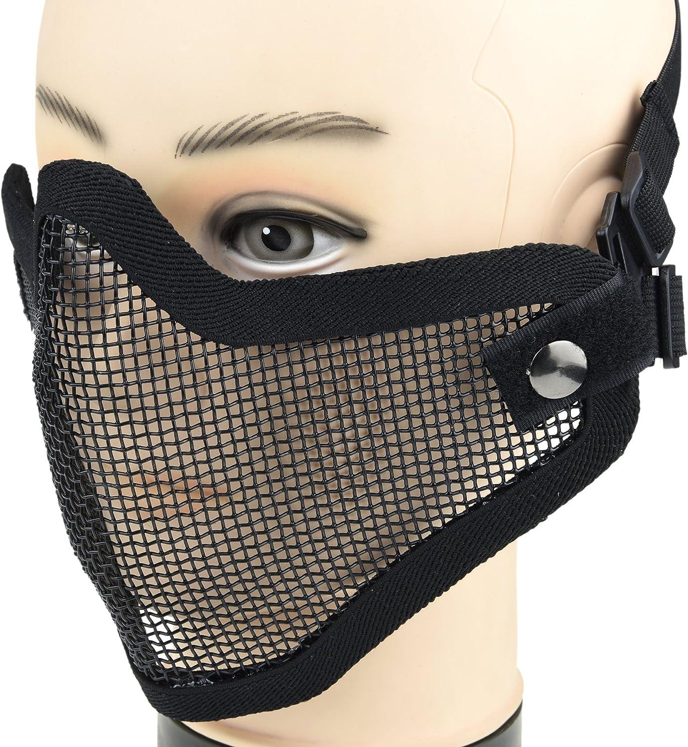 ArcEnCiel Tactical Airsoft Steel Metal Mesh Half Face Mask Black