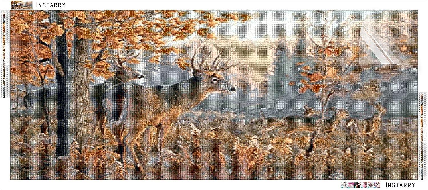 Instarry 5D Diamond Painting Kits for Adults Large Size Woods Scenery Cross  Stitch Embroidery Living Room Bedroom Wall Decor Art Set 31.5x15.7 inch