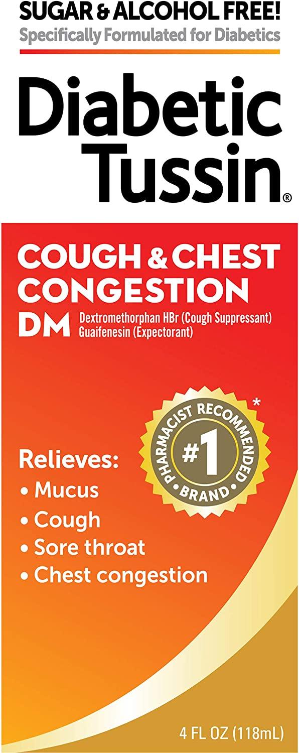 Diabetic Tussin Cough & Chest Congestion Relief Syrup SugarFree, 4 Fl Oz