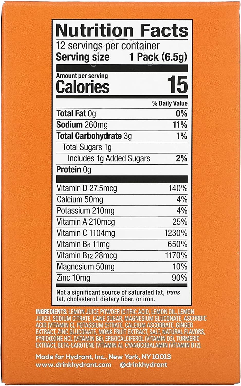 GoSupps.com - Hydrant Immunity Drink Mix Lemon Ginger 12 Pack 0.23 oz ...