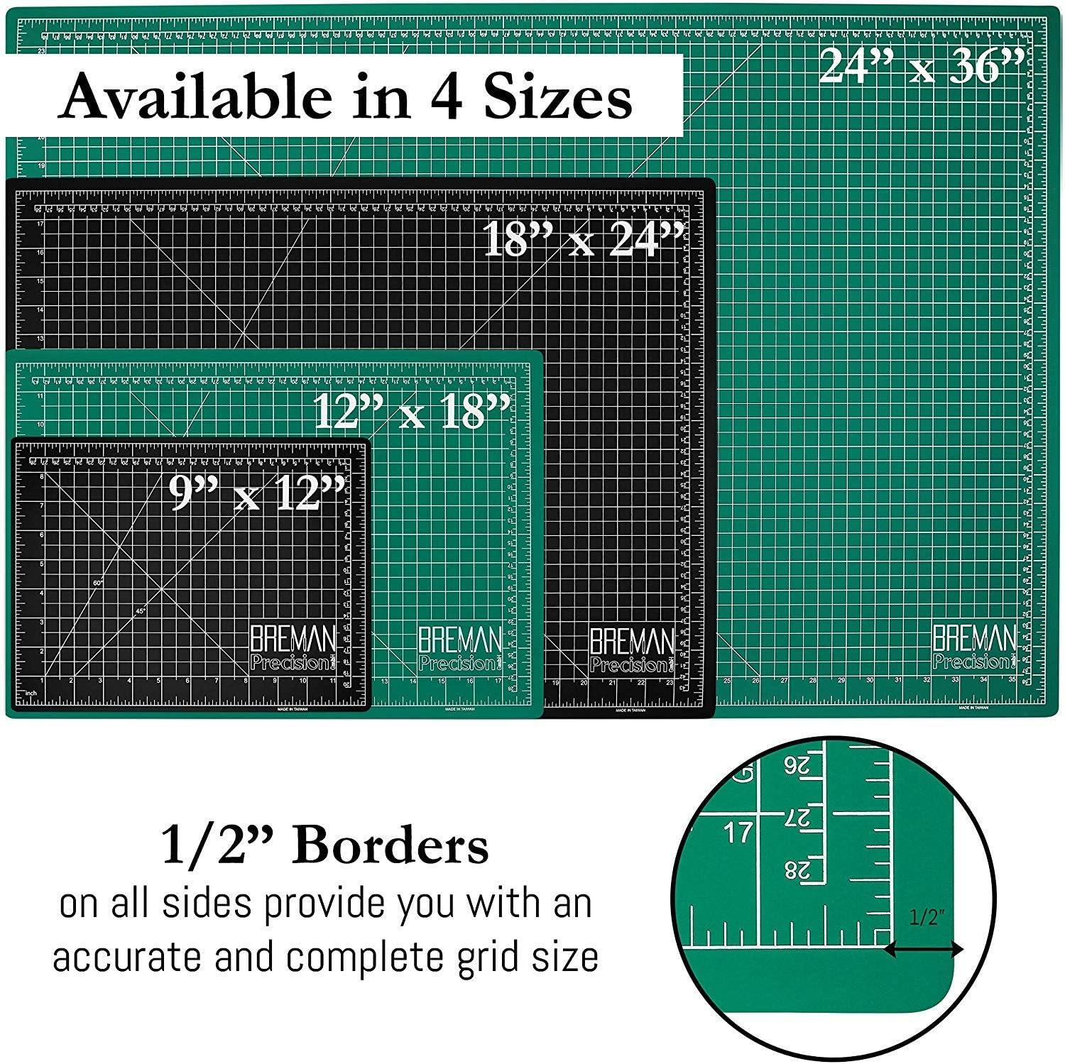 Breman Precision Self Healing Cutting Mat 9x12 & 12x18 Inch - 2 Pack Rotary  Cutting Mats for Crafts - Great Craft Cutting Board for Crafting 