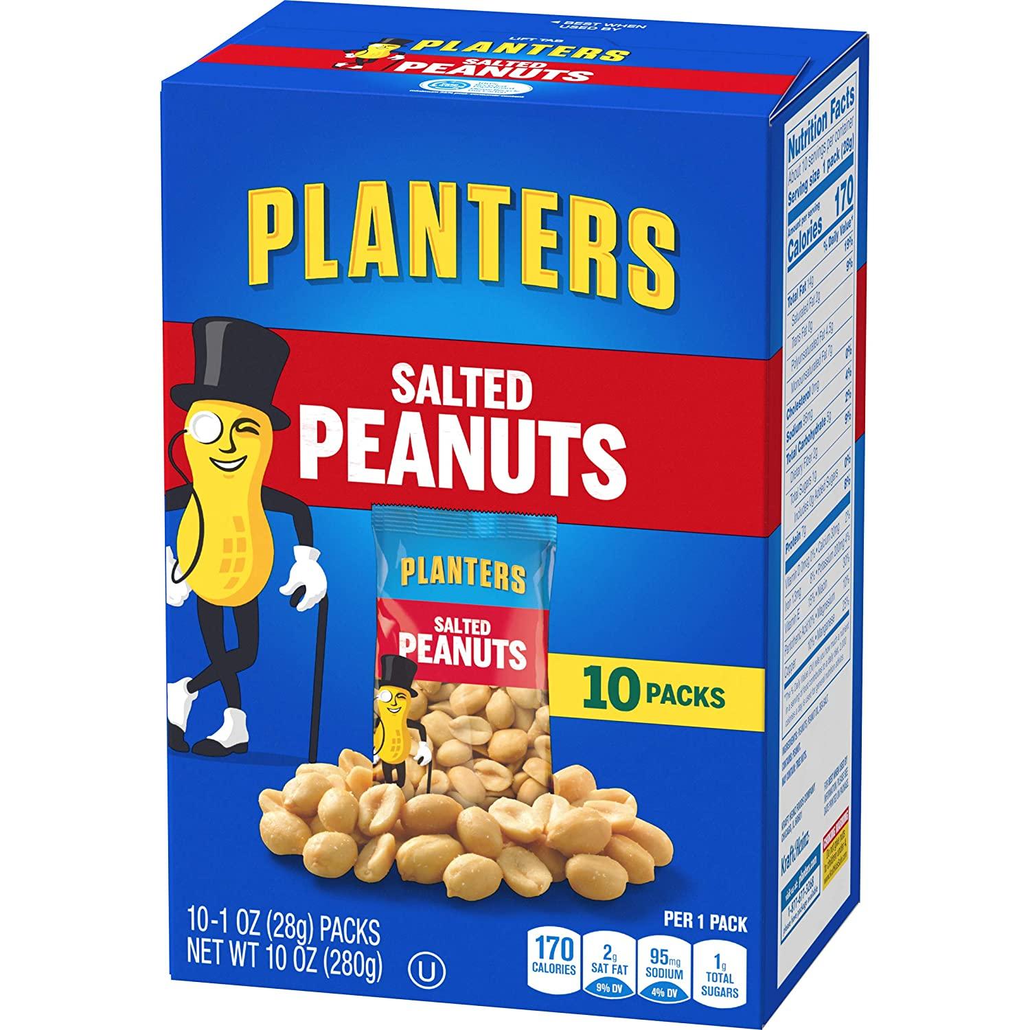 Planters Salted Peanuts (60 ct Pack, 6 Boxes of 10 Bags)
