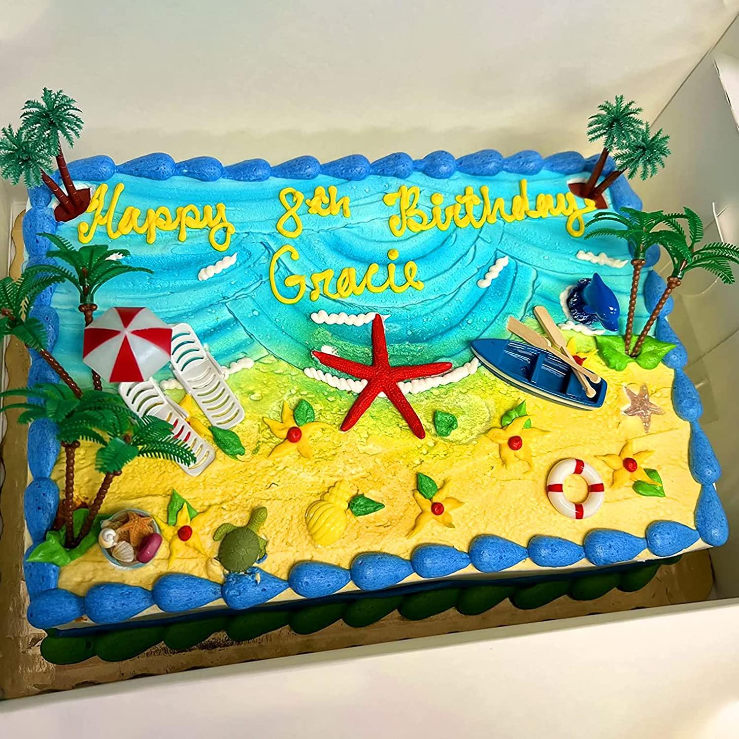 Beach Chair Umbrella Cake Decoration, 15Pieces Summer Ocean Cake ...