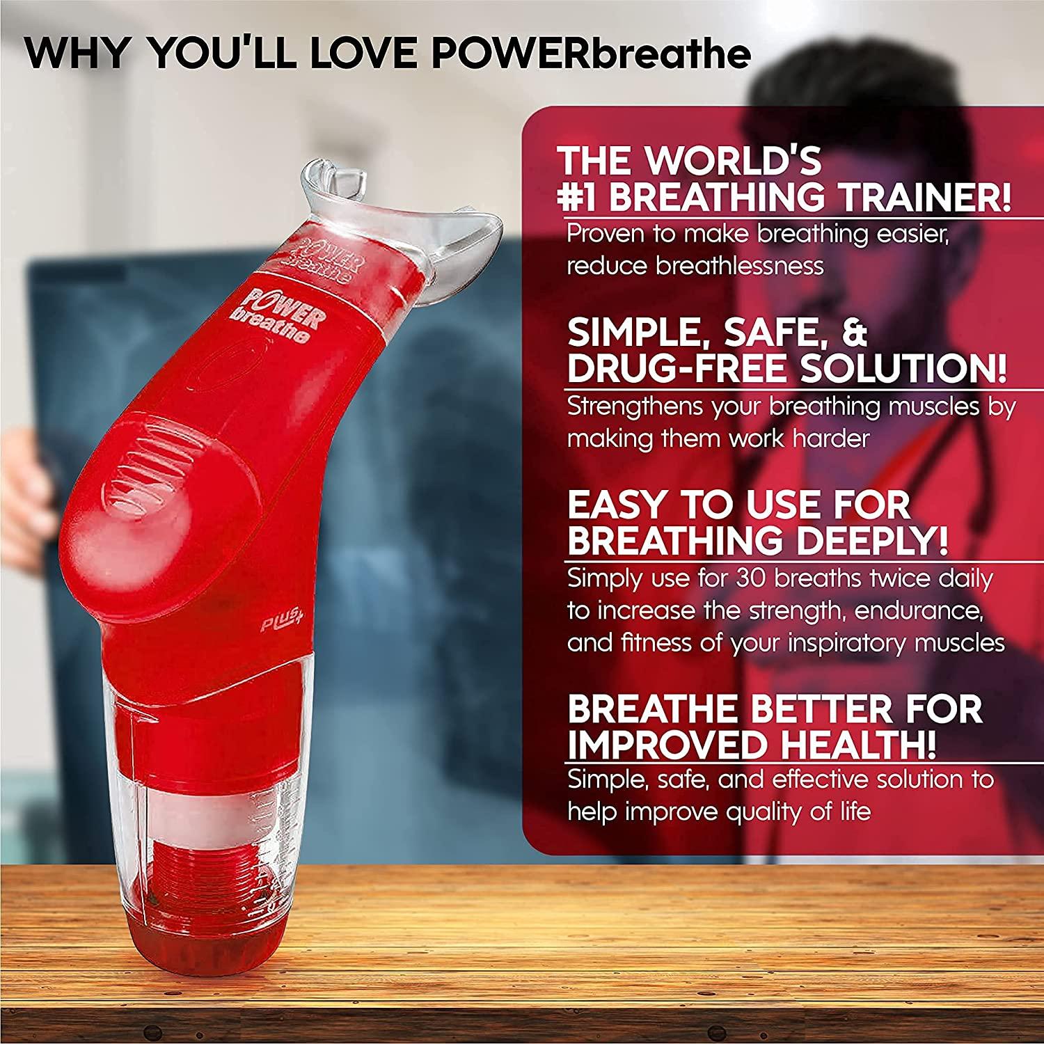 POWERBREATHE - Breathing Exercise Device, Breathing Trainer and Therapy  Tool to Strengthen Breathing Muscles and Help Lung Capacity, Handheld  Inspiratory Muscle Trainer Red, Heavy Resistance