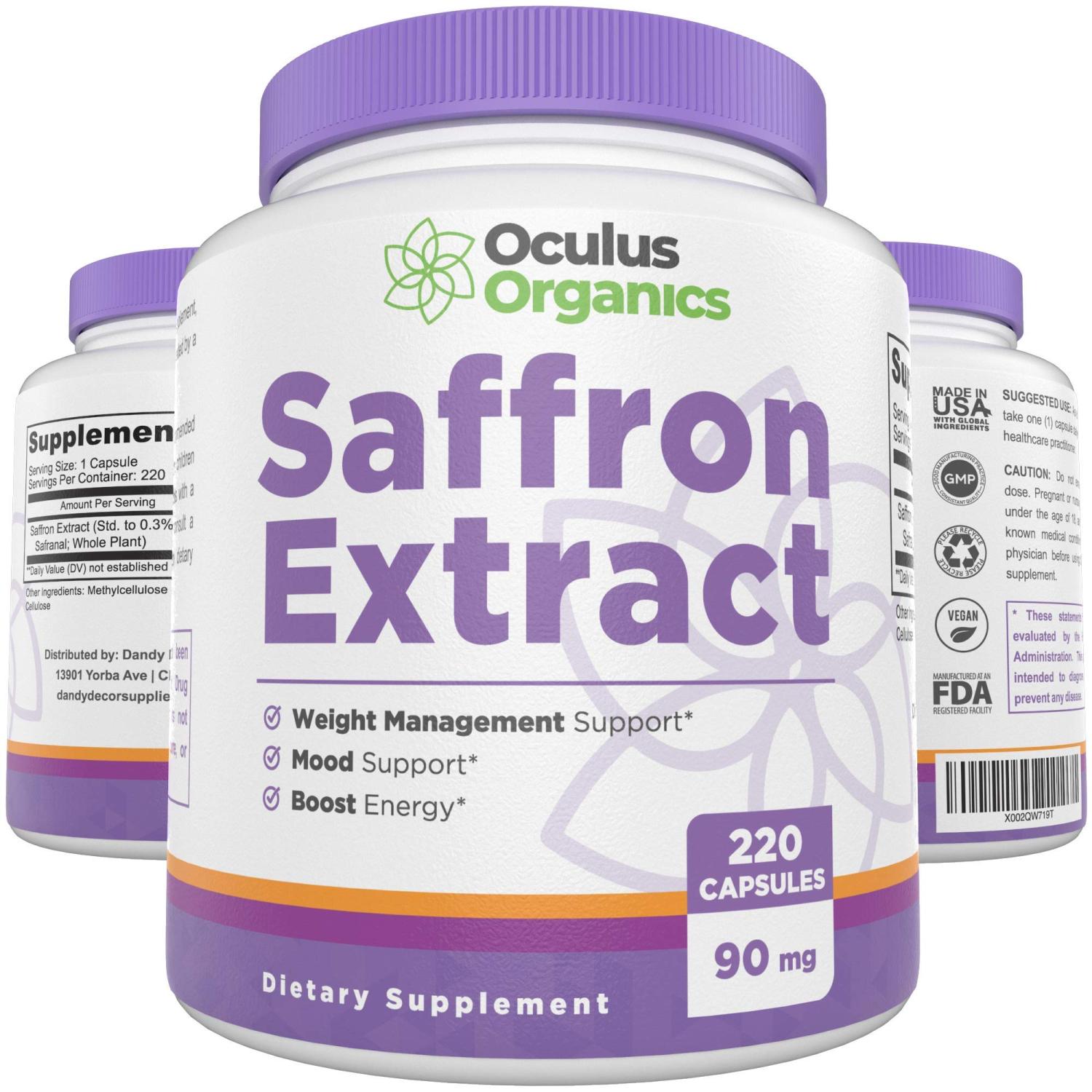 Oculus Organics Saffron Extract Capsules 220 Capsules 90mg Serving