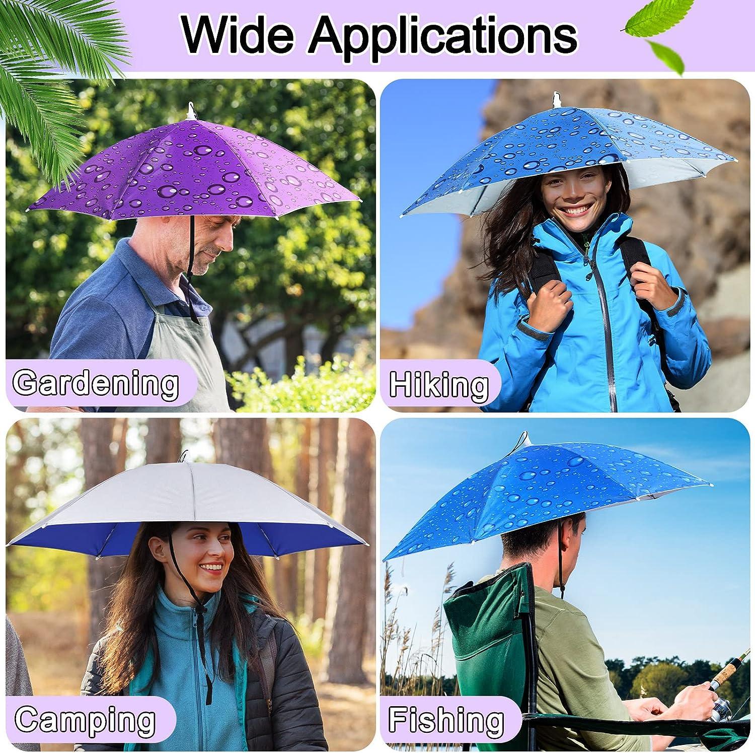 Reginary 3 Pieces Fishing Umbrella Hat 30 inch Adjustable Head Umbrella  Foldable UV Protection Umbrella Cap for Golf Camping Beach Gardening  Sunshade Outdoor Adults Kids