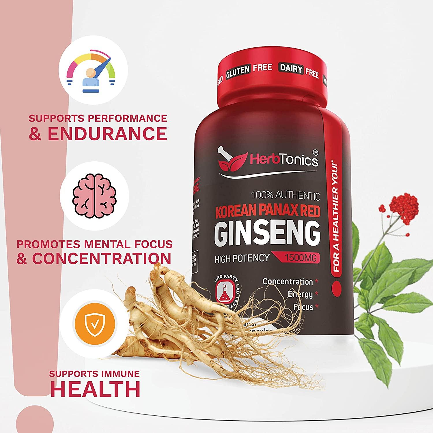 High Strength Korean Red Panax Ginseng Capsules 1500 mg 120 Count