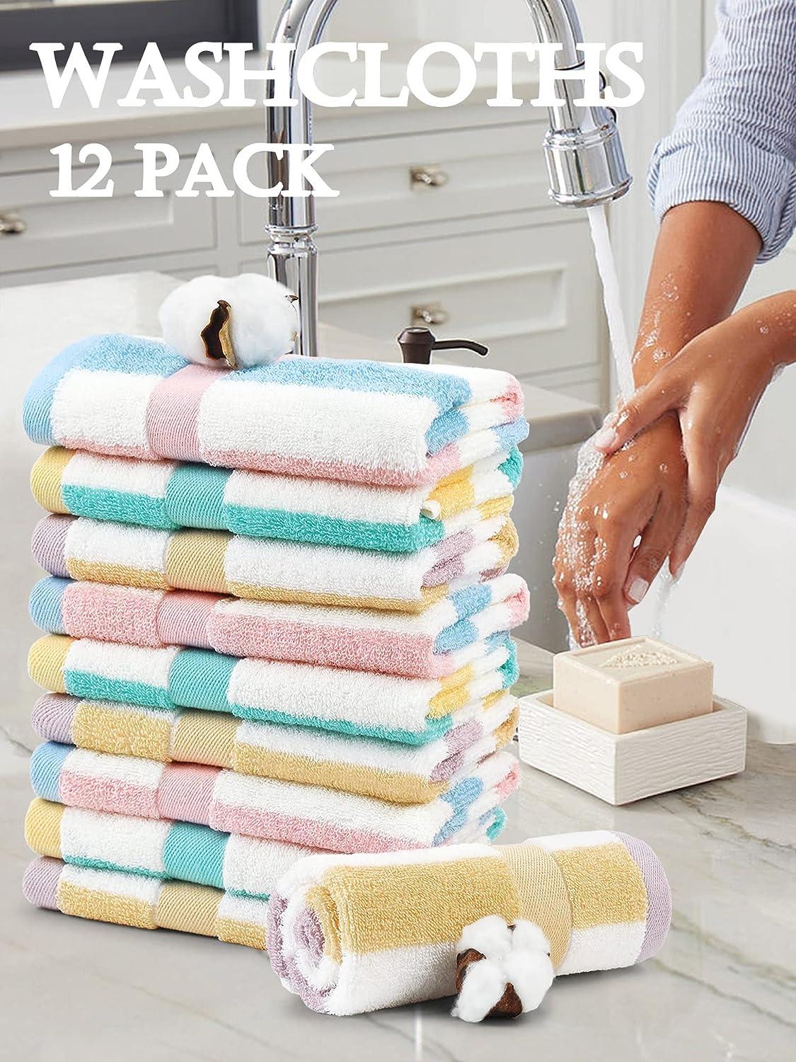 Jacquotha 12 Pack Wash Cloths Beach Style 3 Colors, Cotton Washcloths  Gentle for Men Women Kids, Durable Wash Rags Large Size 13 X 13