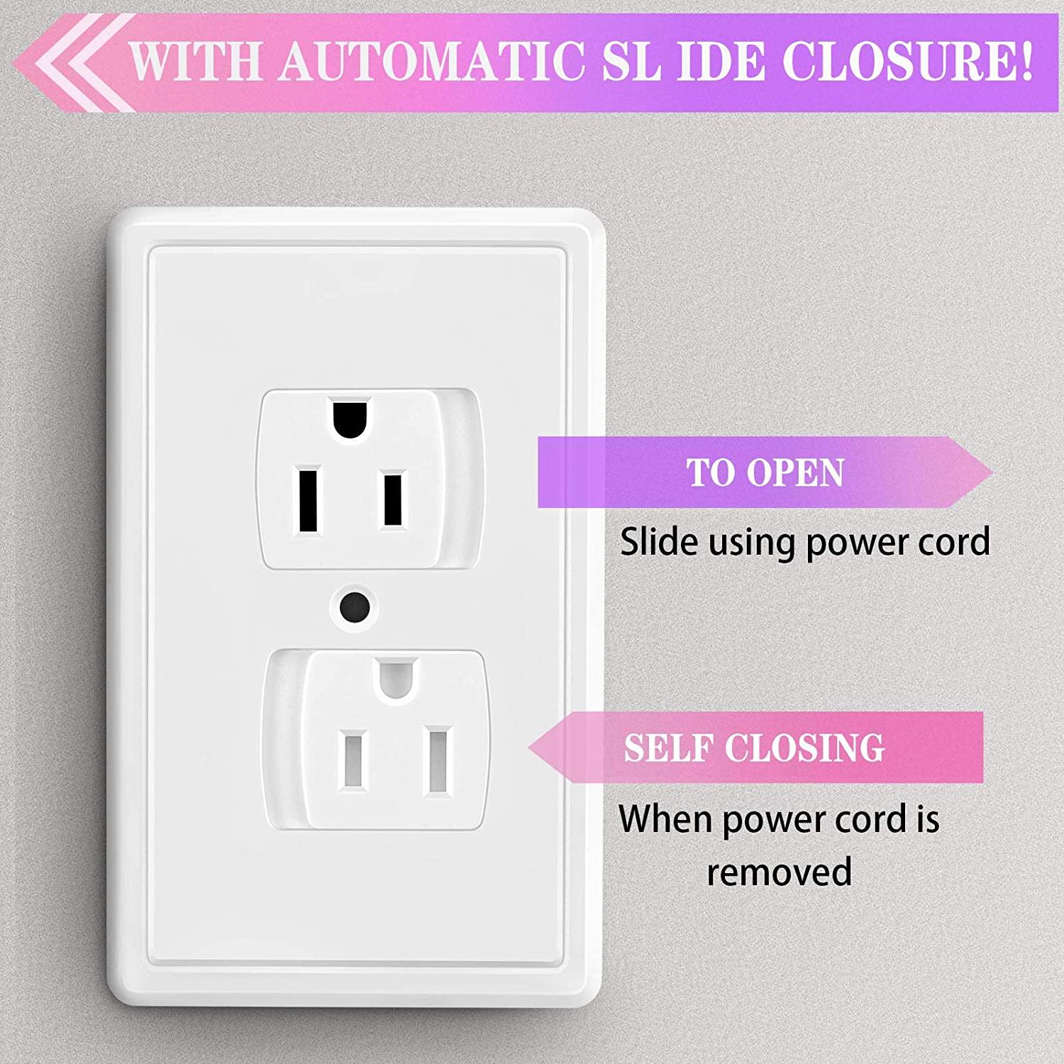 12 Pieces Self-Closing Outlet Covers Child Baby Proofing Plug Covers ...