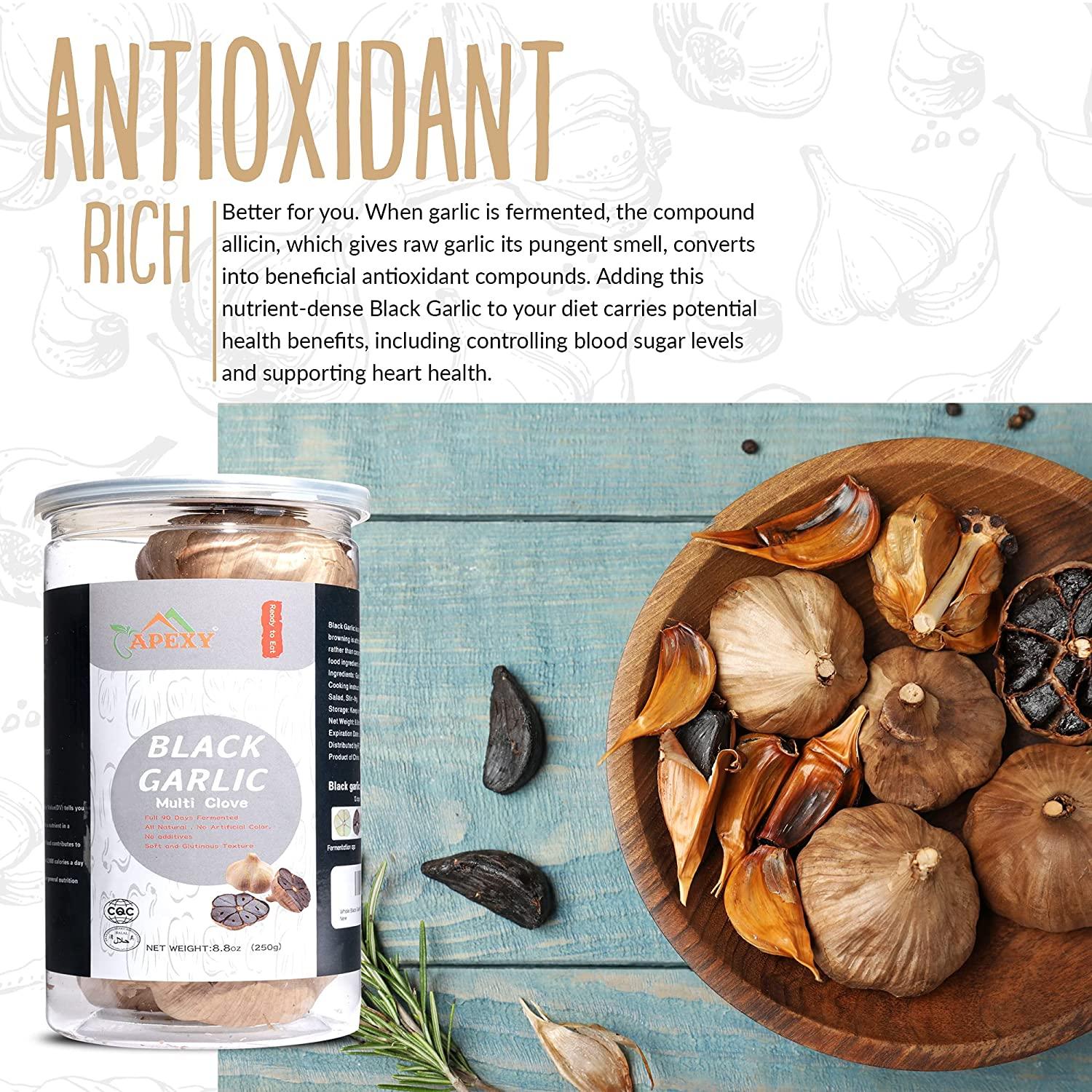 APEXY Whole Black Multi Clove Garlic Fermented for 90 Days