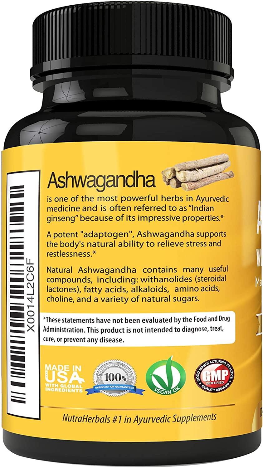 Organic Ashwagandha Supplement 1200mg with Black Pepper Extract 120