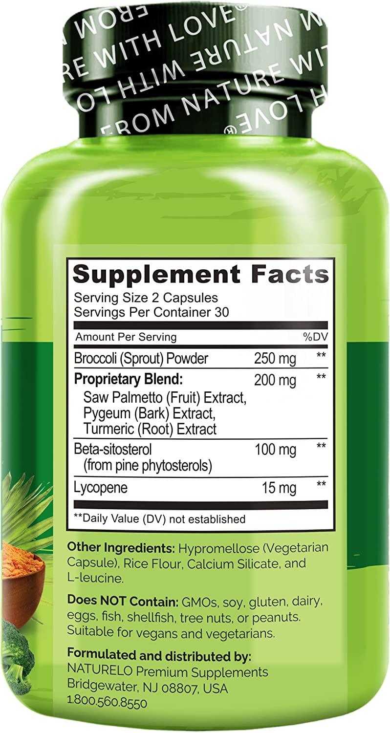 NATURELO Prostate & Urinary Health Formula Saw Palmetto, Pygeum