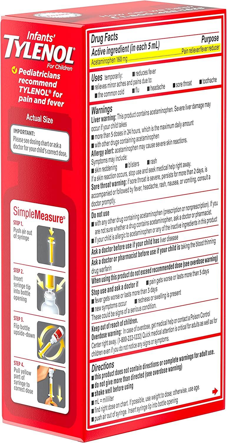 Infants' Tylenol Acetaminophen Pain Fever Relief, Dye-Free