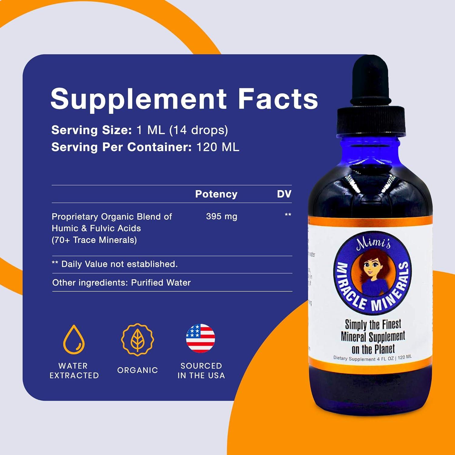 Dirobi Mimi's Miracle Minerals - Fulvic Acid & Humic Acid Trace Mineral  Blend Liquid Drops - 70+ Organic Ionic Minerals - Shilajit Alternative -  4oz (120 Day Supply) | Buy Now with Express International Delivery |  GoSupps.com
