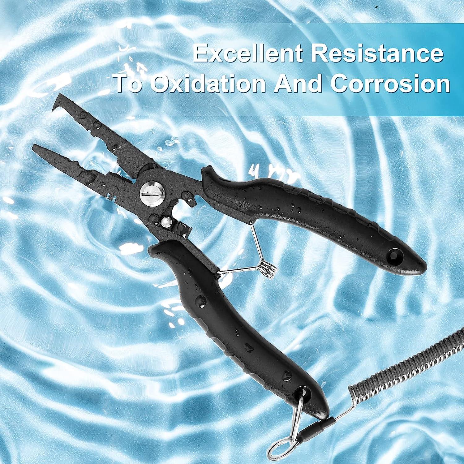 Multifunction Long Nose Fishing Pliers Stainless Steel Fish Hook Pliers  With Lanyard Profession Fishing Pliers For Fresh Water Saltwater 