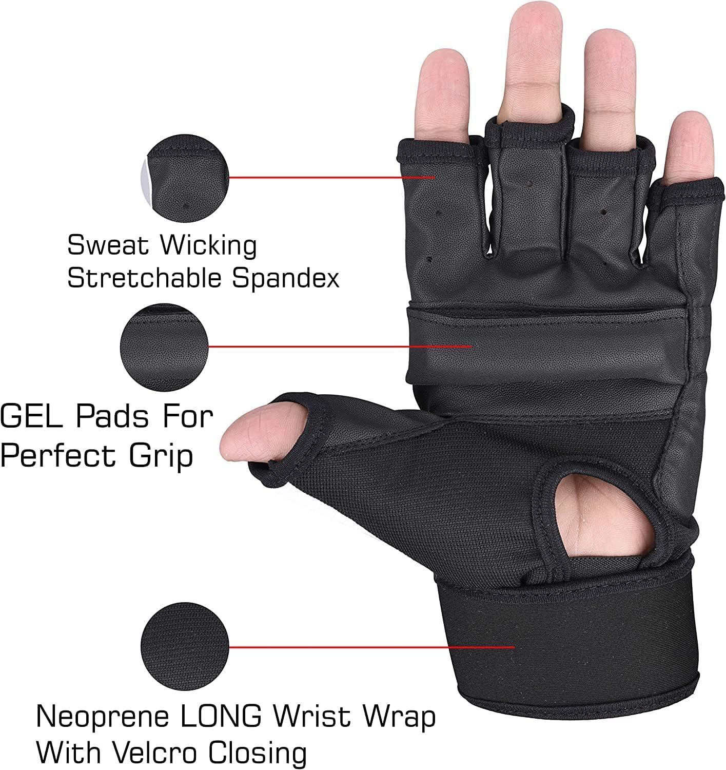 Guanti Da Allenamento SAWANS Per MMA - Pelle Sintetica, Imbottitura In Gel, Polsiera In Neoprene