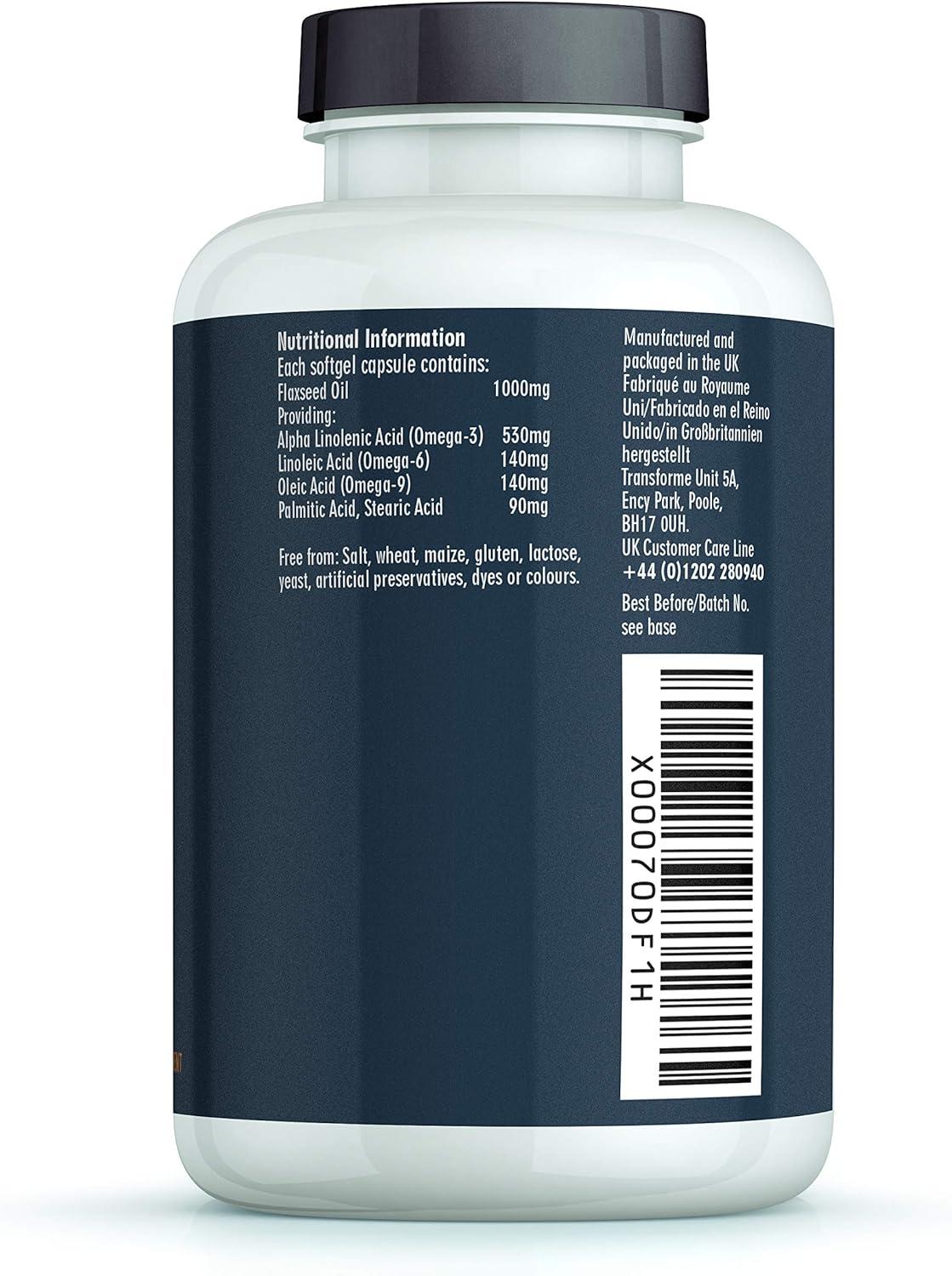 Transforme Flaxseed Oil Capsules 1000mg Cold Pressed Omega 3 6 9 180