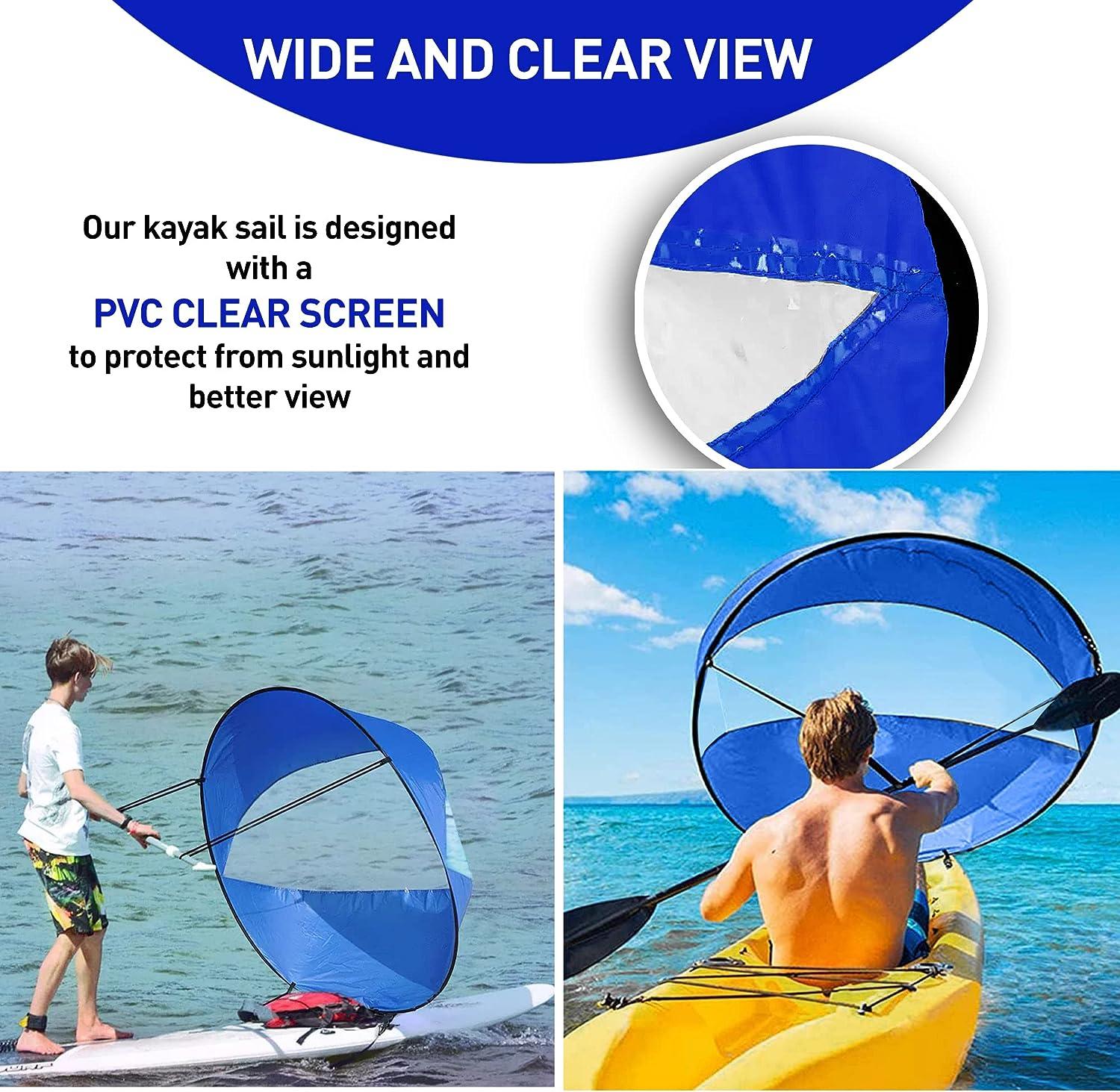Blue 42'' Kayak Sail - Foldable Downwind Shade with Window Blue 42'' Kayak Sail - Foldable Downwind Shade with Window