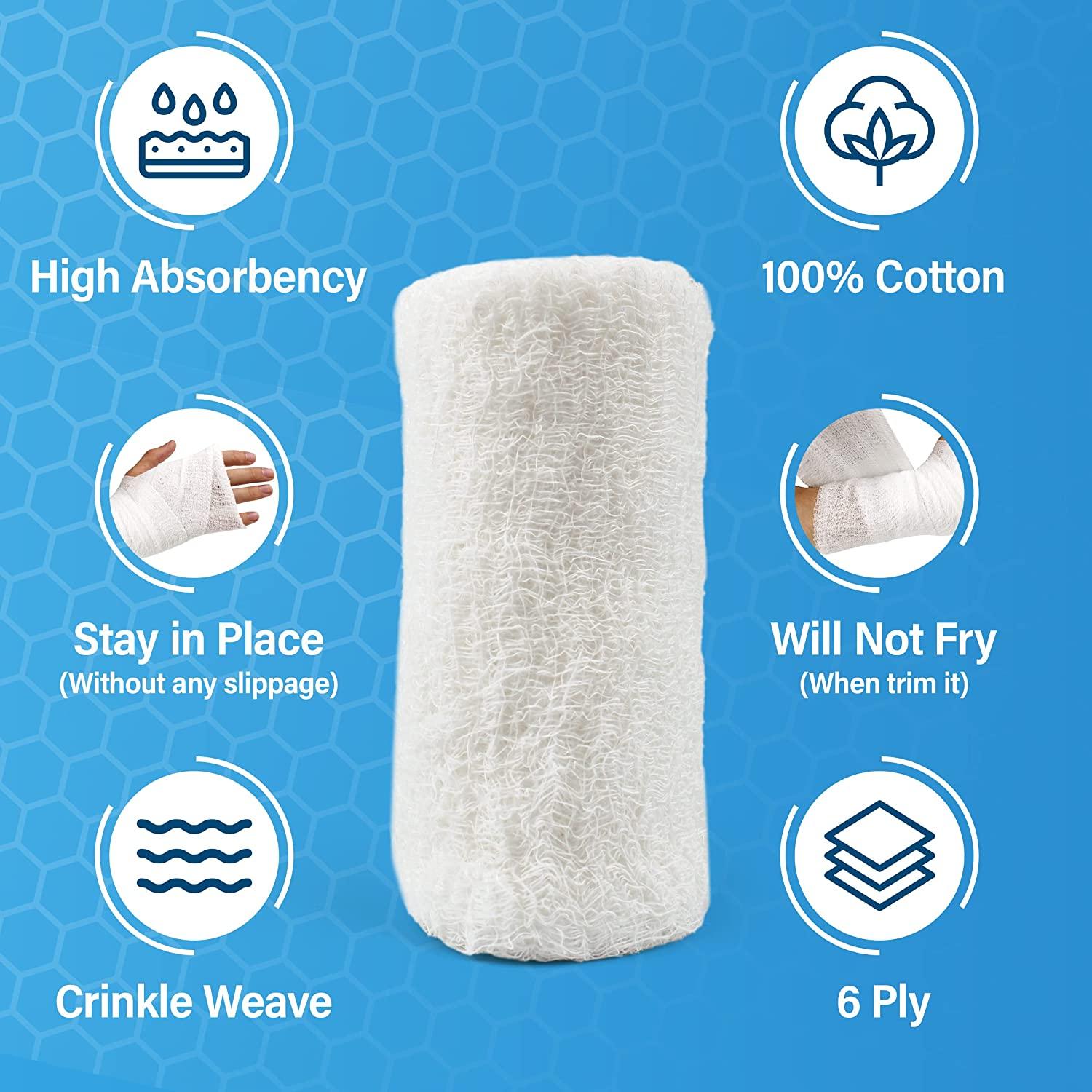 Cotton Gauze Roll100 Crinkle Weave Cotton 6 plySTERILE Extra