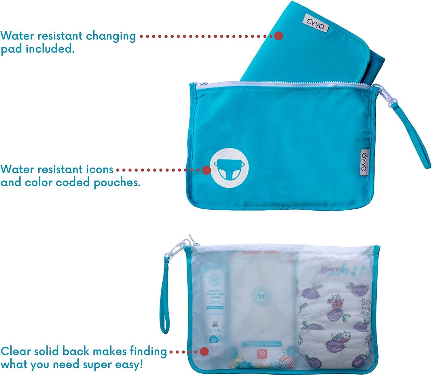 Diaper Bag Organizer Pouches by OYYO a 5 pc Set. Machine Washable
