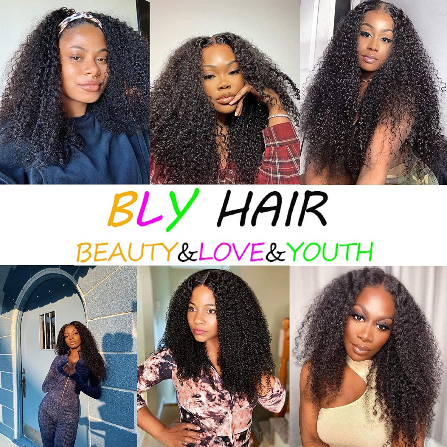 BLY Lace Front Wigs Human Hair Kinky Curly Afro Curly Hair 20 Inch 150%  Density Pre Plucked Glueless Wig for Black Women 20 Inch (Pack of 1) 4x4  Afro Curly Wig