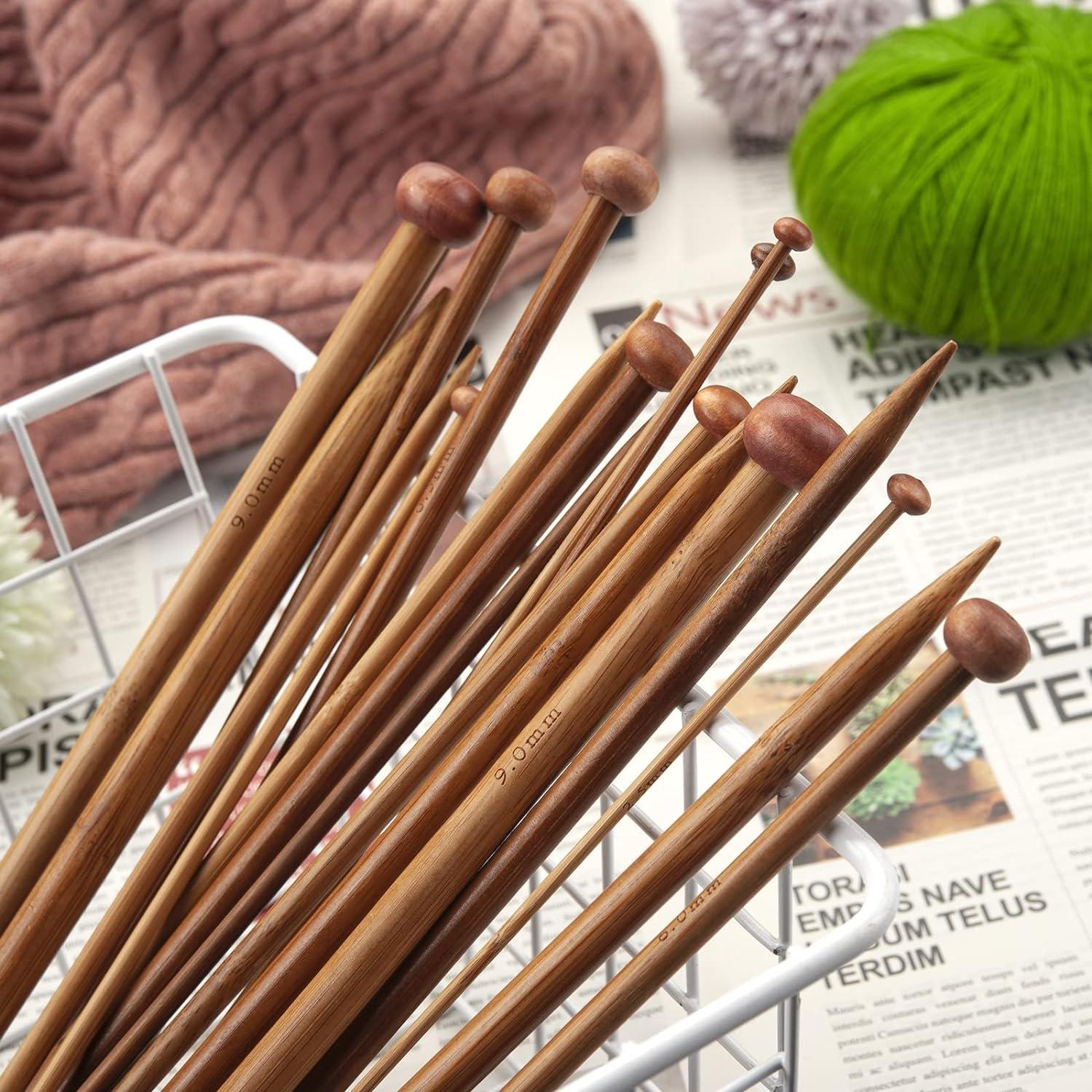 14 Inch Single Point Bamboo Knitting Needles Set for Beginners 18