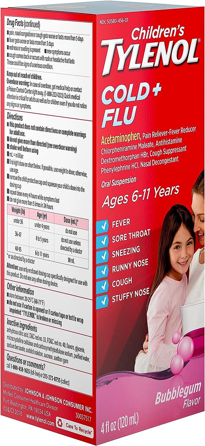 Tylenol Children's Cold + Cough + Sore Throat Oral Suspension Bubblegum