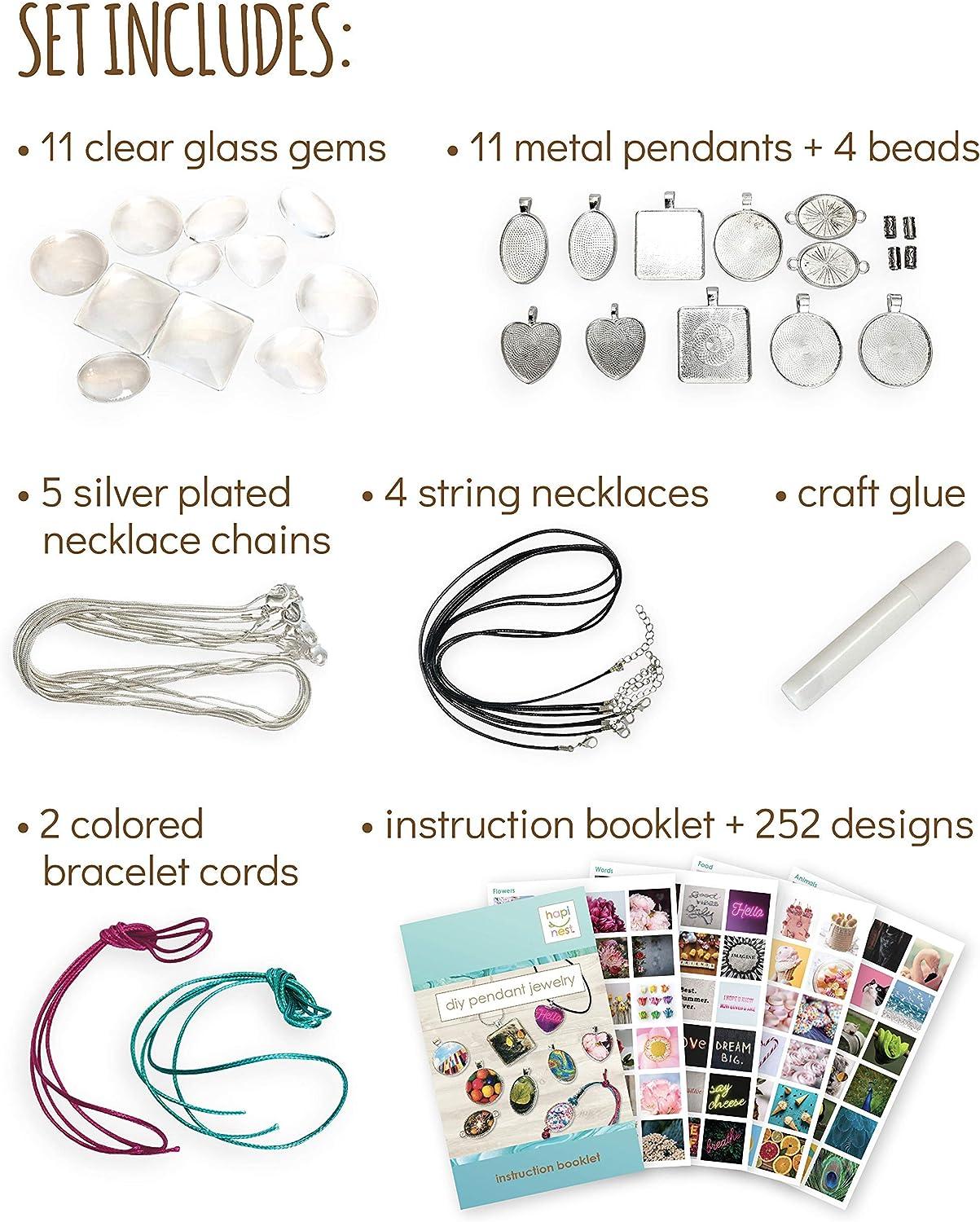 Hapinest Jewelry Making Kit for Girls Arts and Crafts Gifts Ages 8 9 10 11  12 Years Old and Teens - 11 Charm Pendants 9 Necklaces 2 Bracelets Pendant  Jewelry Full Kit