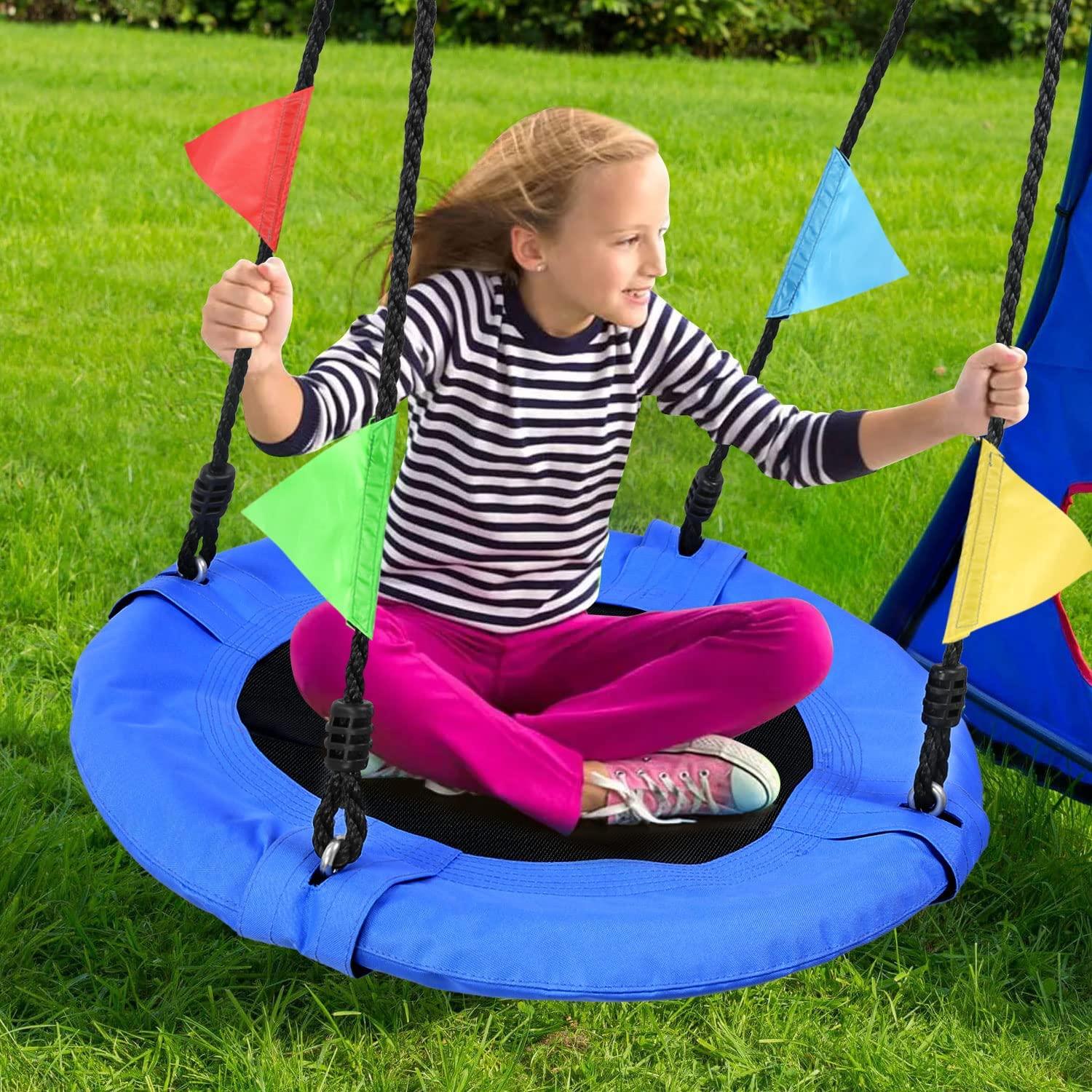 Odoland 24 inch Kid Tree Swing - Outdoor Small Saucer Swing