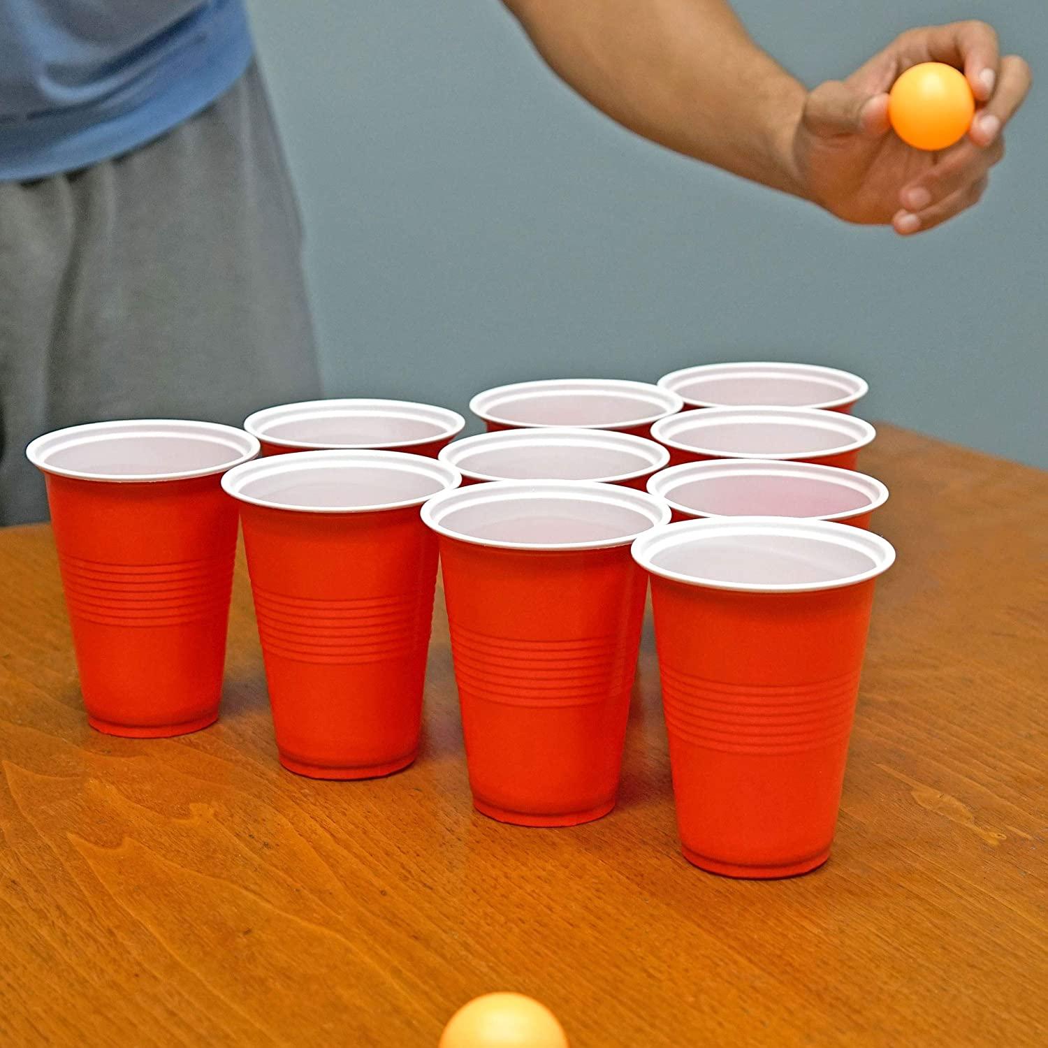 Fairly Odd Novelties Beer Pong Set, Red Cups and Ping Pong Balls