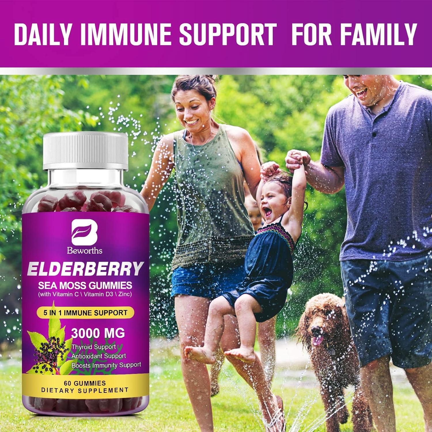 BEWORTHS Black Elderberry & Sea Moss Gummies with Zinc