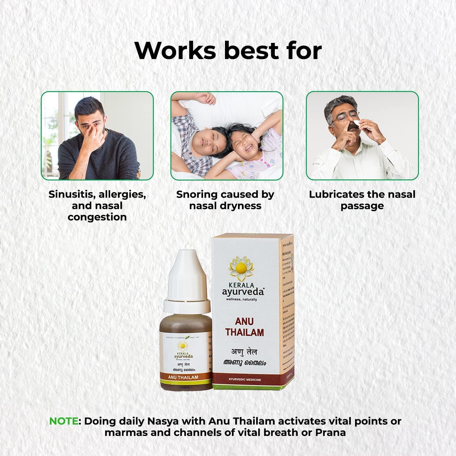 Kerala Ayurveda, Anu Thailam, 10 ml 10 ml (Pack of 1)