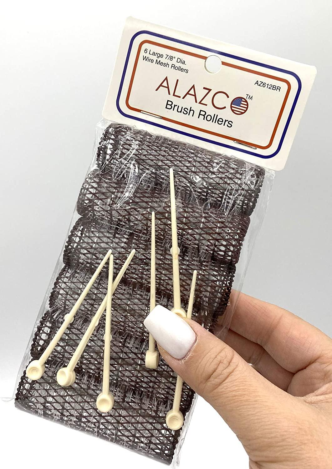 Vintage Style Hair Rollers Set 12 Mesh Rollers with Bristles & Pins, 3 x 7/8 Large Curlers