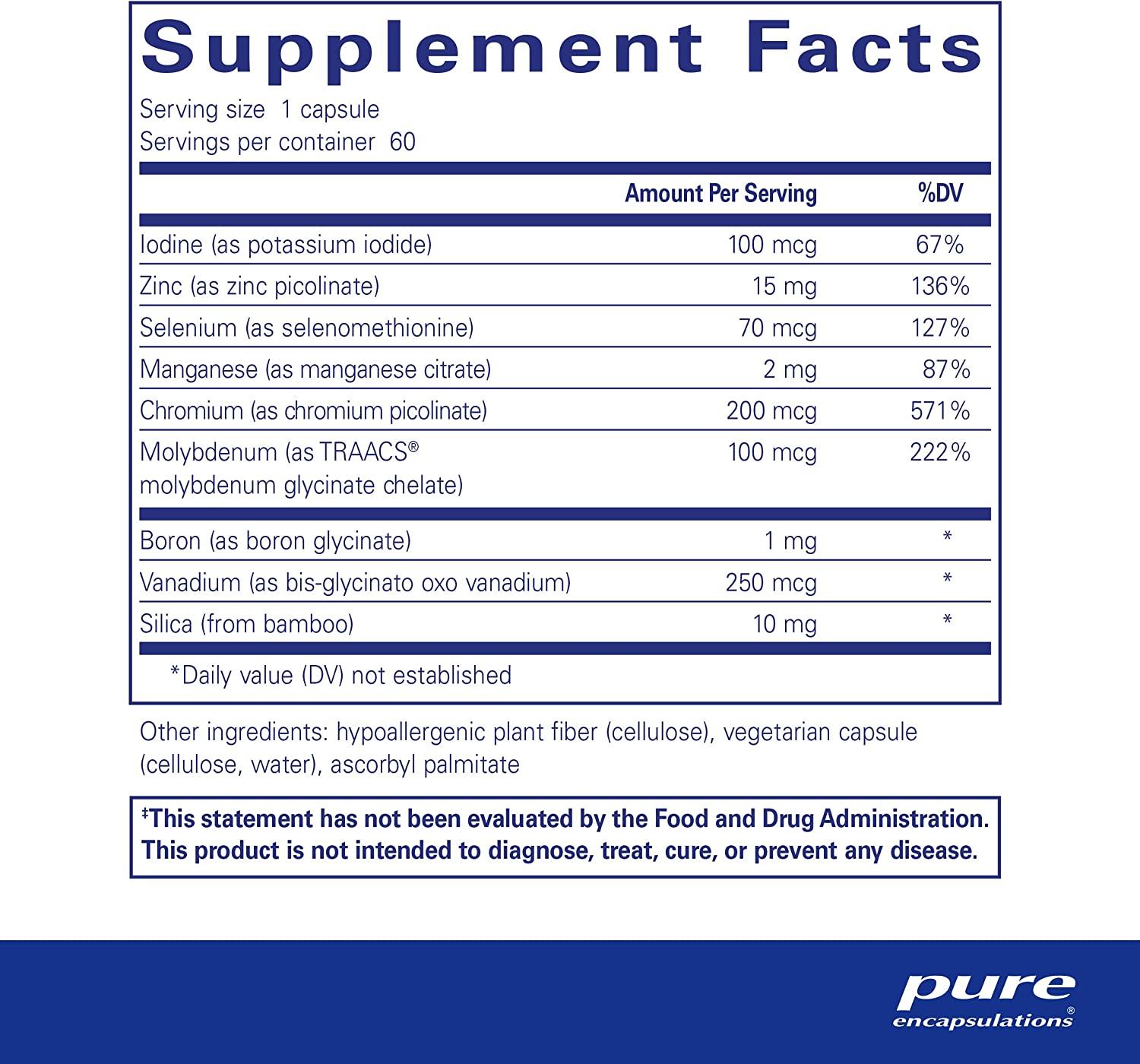 Pure Encapsulations Trace Minerals Essential Blend for Metabolism