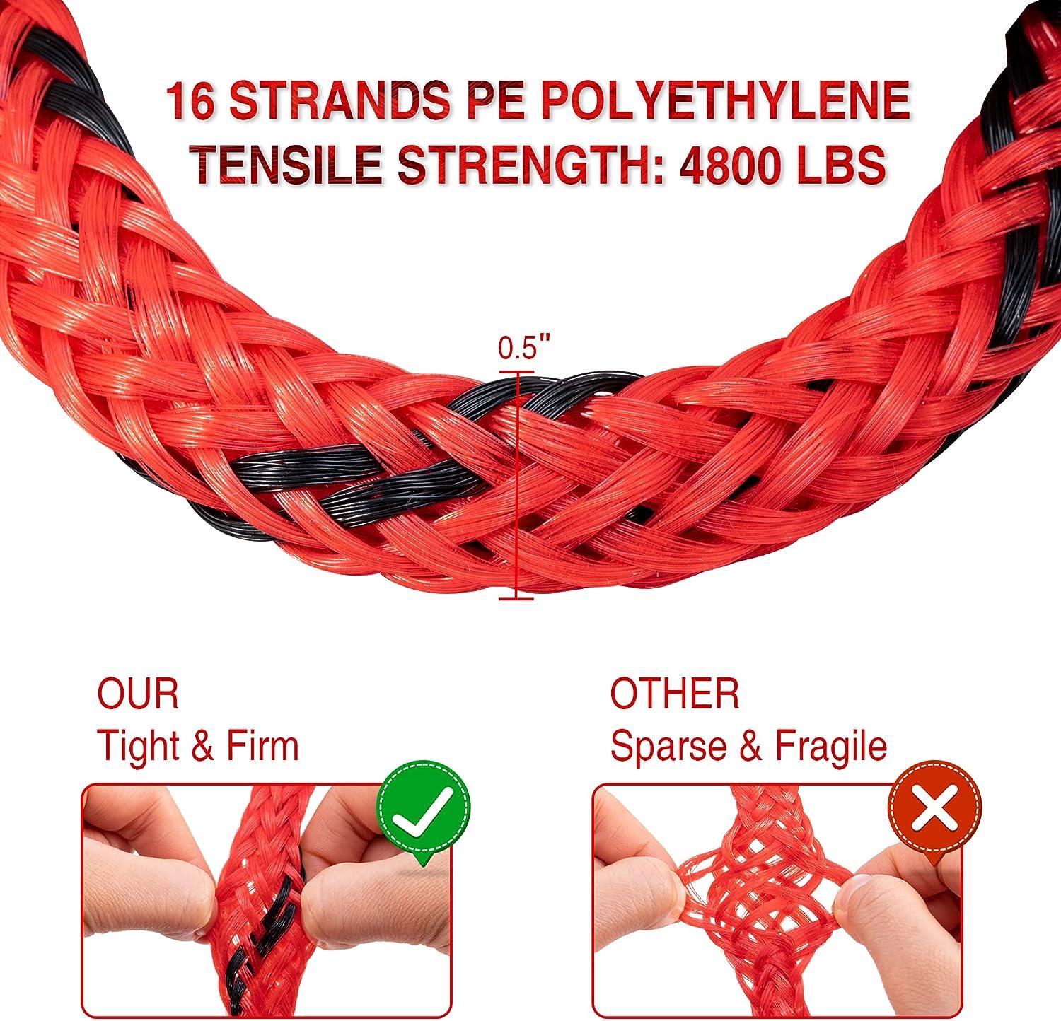 16ft Heavy Duty Boat Tow Harness Tubing Rope with Quick Connector for 4