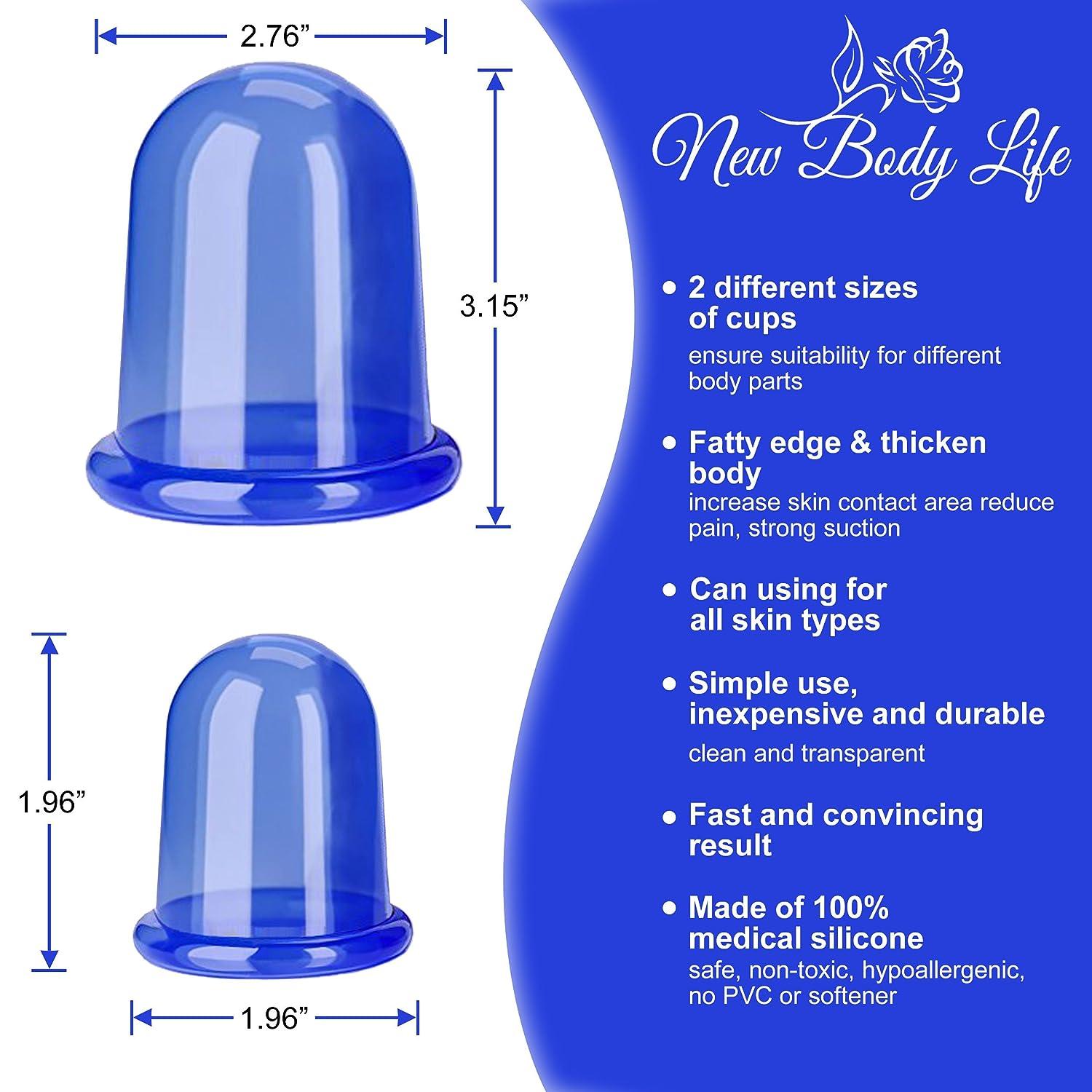 Cupping Therapy Set for Cellulite Massage - Silicone Suction Cup - Cellulite  Remover for Body Vacuum Massage - Chinese Acupuncture Anti-Aging Wrinkle  Reducer (2 Cups Blue)